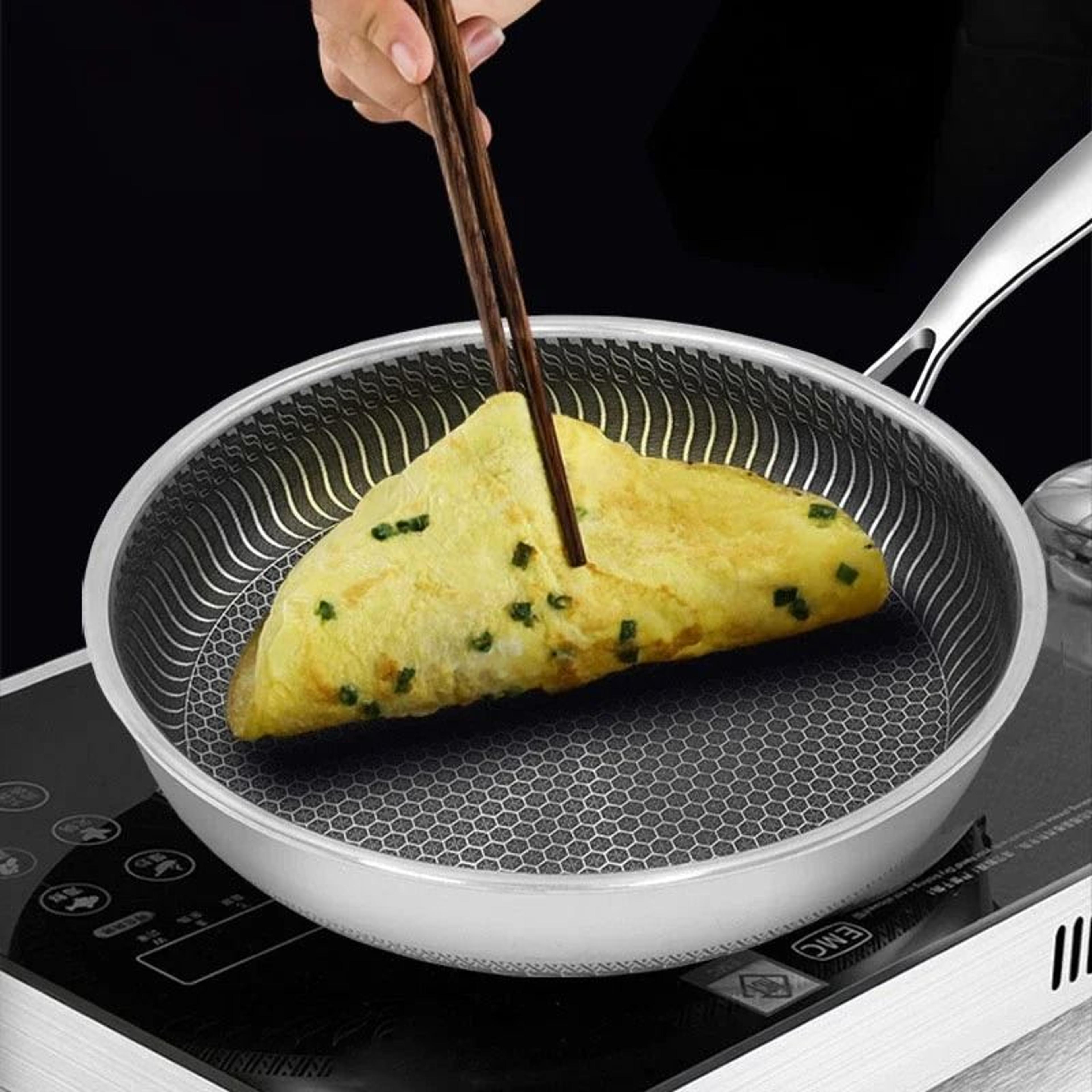 304 Stainless Steel Nonstick Frying Pan Wok For Induction And Gas Cooking 28cm 30cm 1