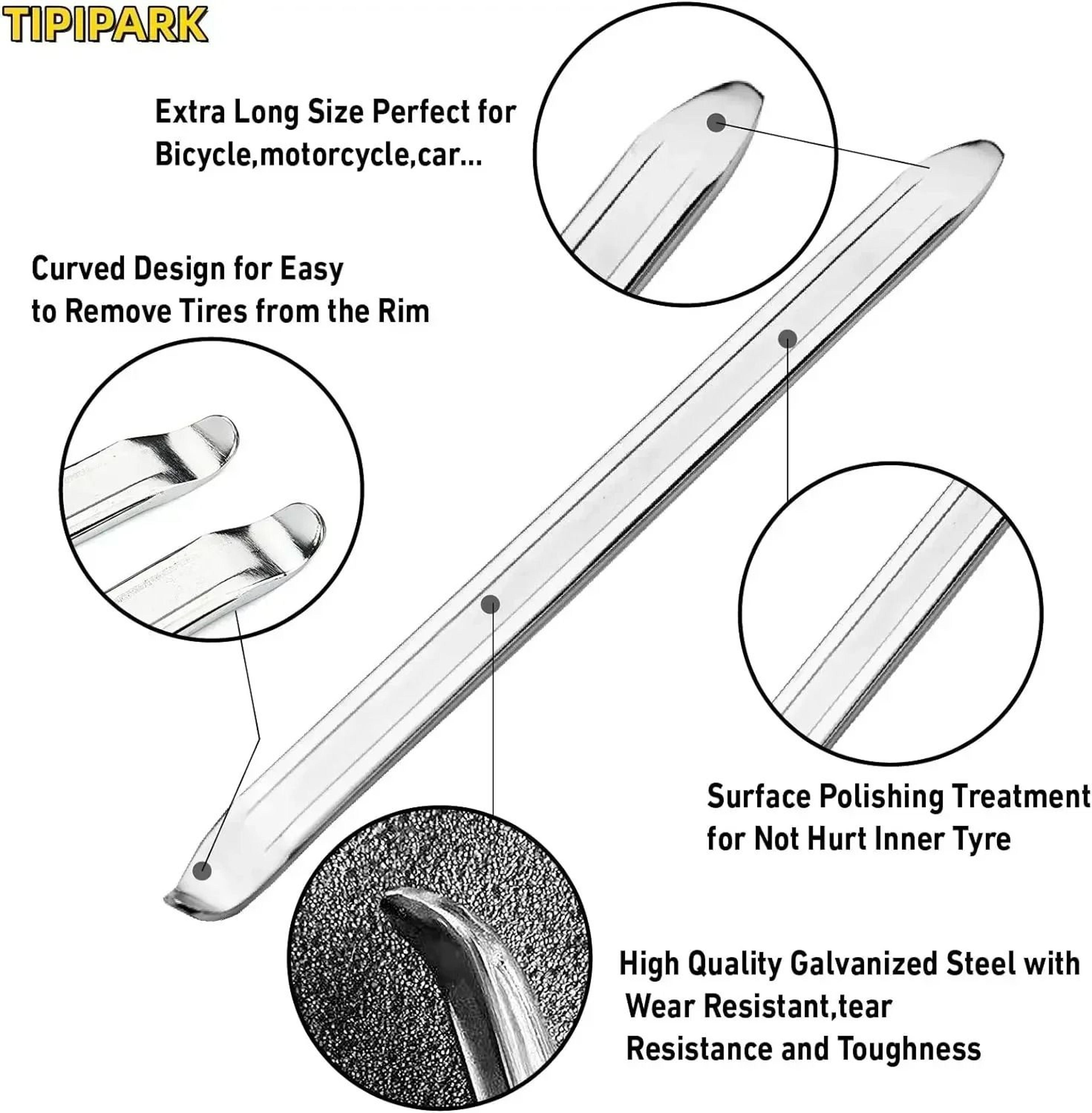 Steel Tire Iron Lever Tool For Bicycle Motorcycle And Car Repair 3