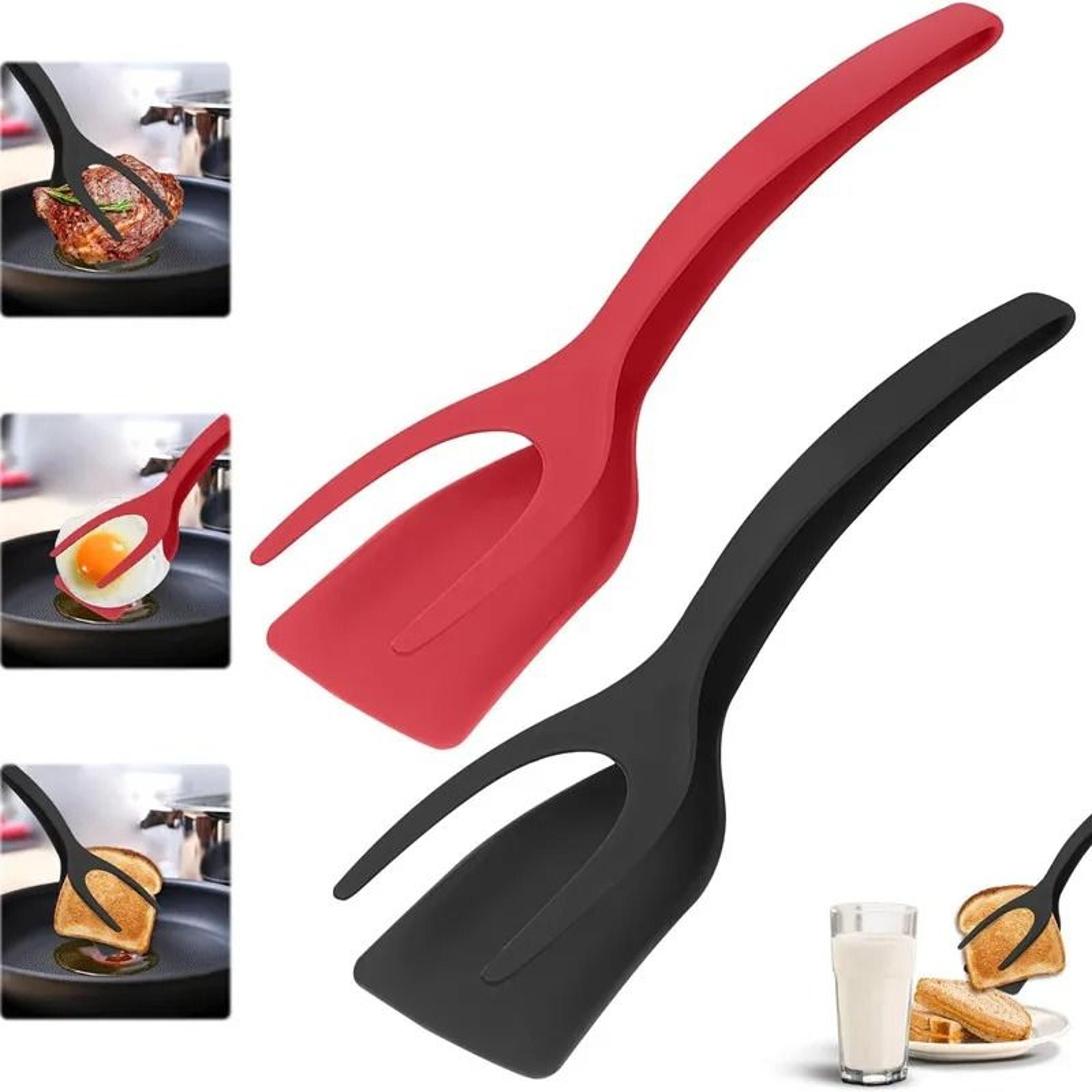 Silicone Shovel Clip Cooking Tongs Spatula Turner For Eggs Pancakes And Steak 0