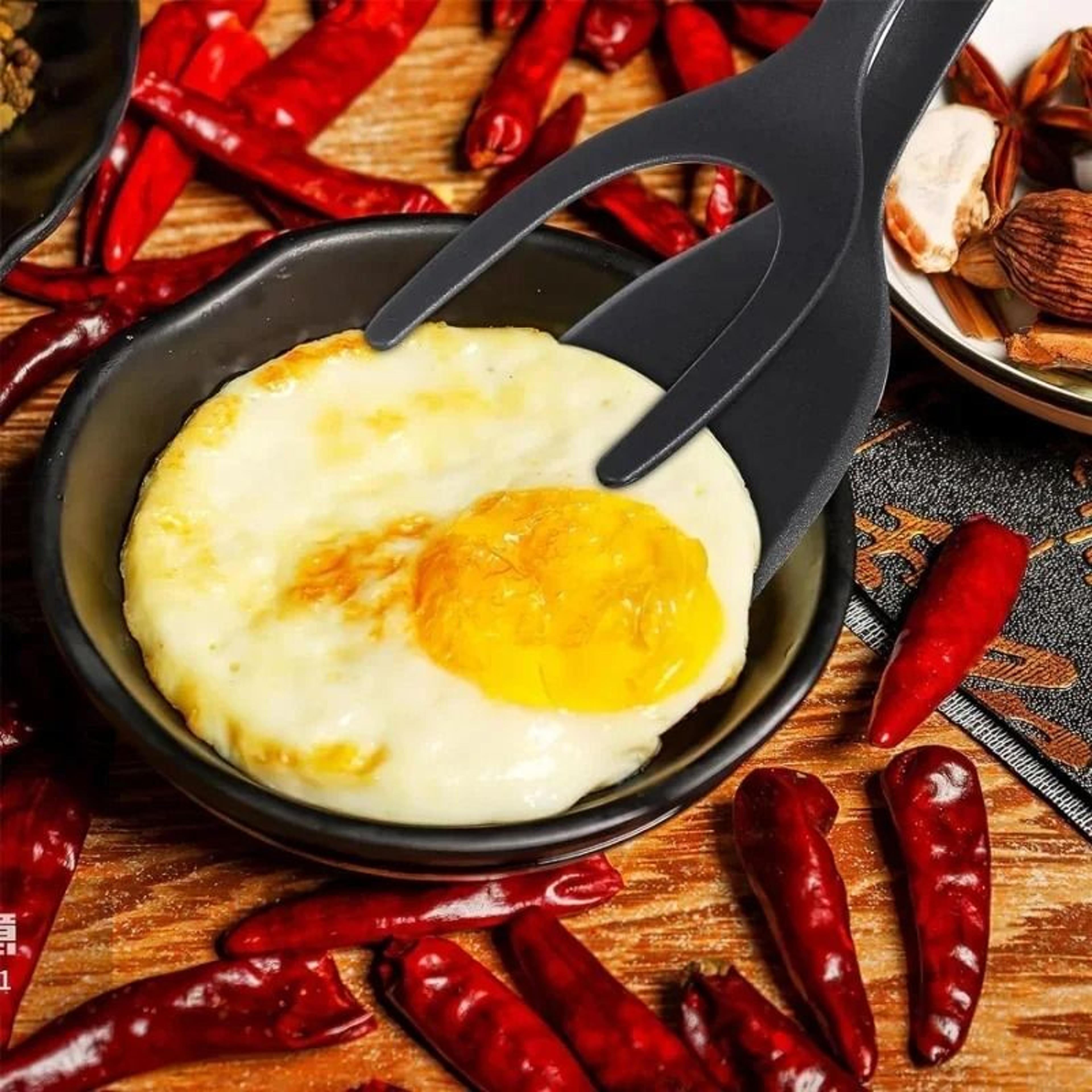 Silicone Shovel Clip Cooking Tongs Spatula Turner For Eggs Pancakes And Steak 1