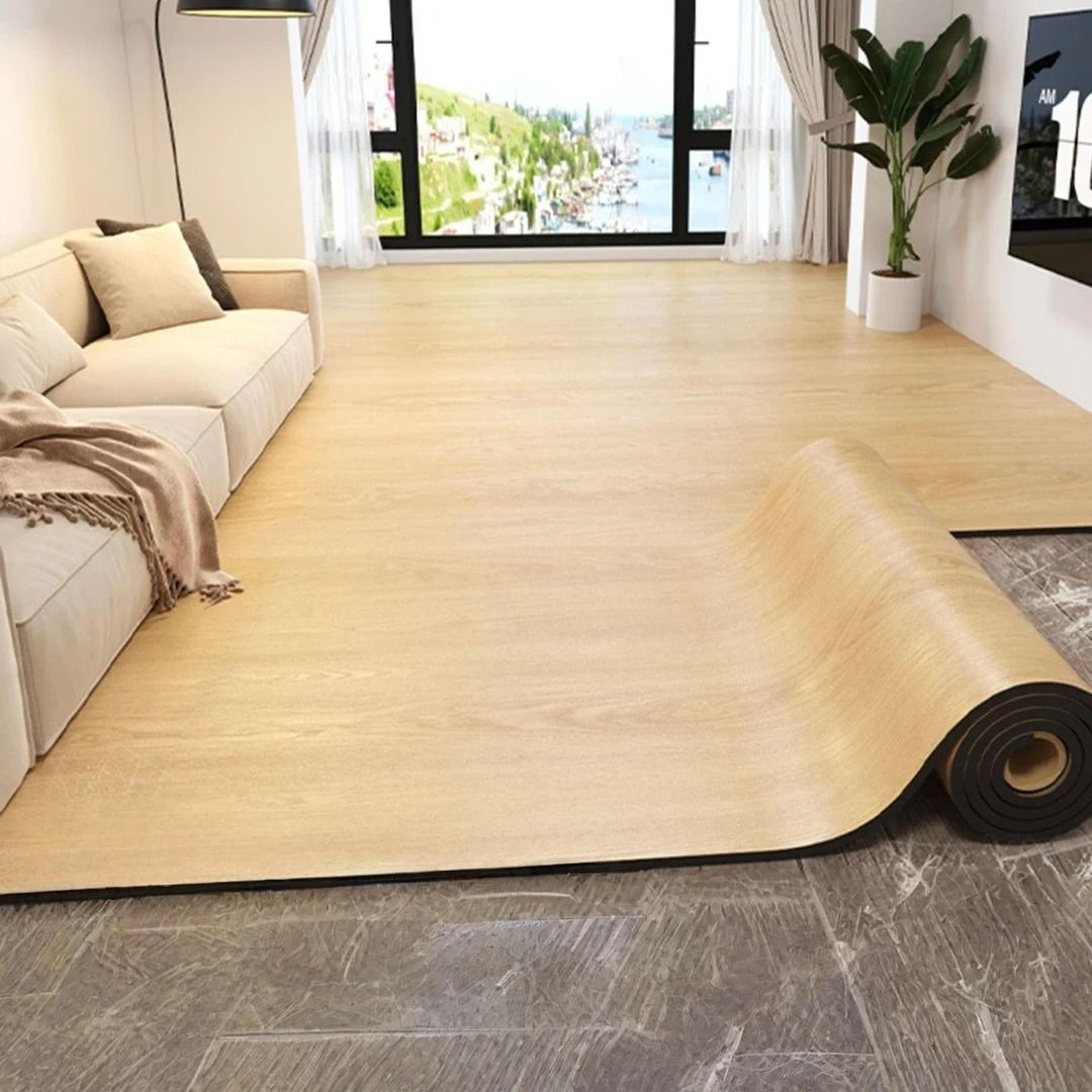 Peel And Stick Wood Grain Floor Sticker Roll 0