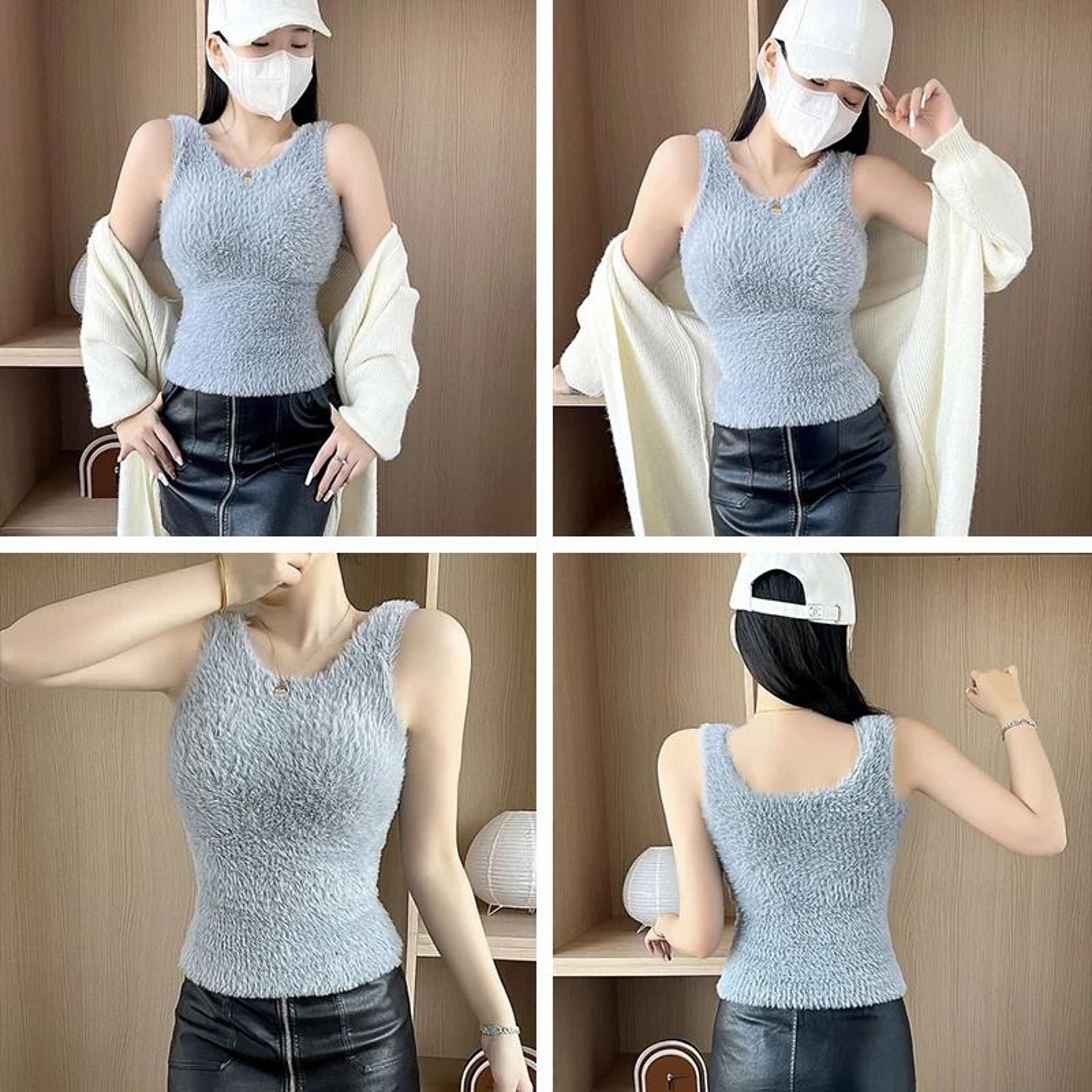 Plush Warm Fleece Camisole Bra Top For Women 2