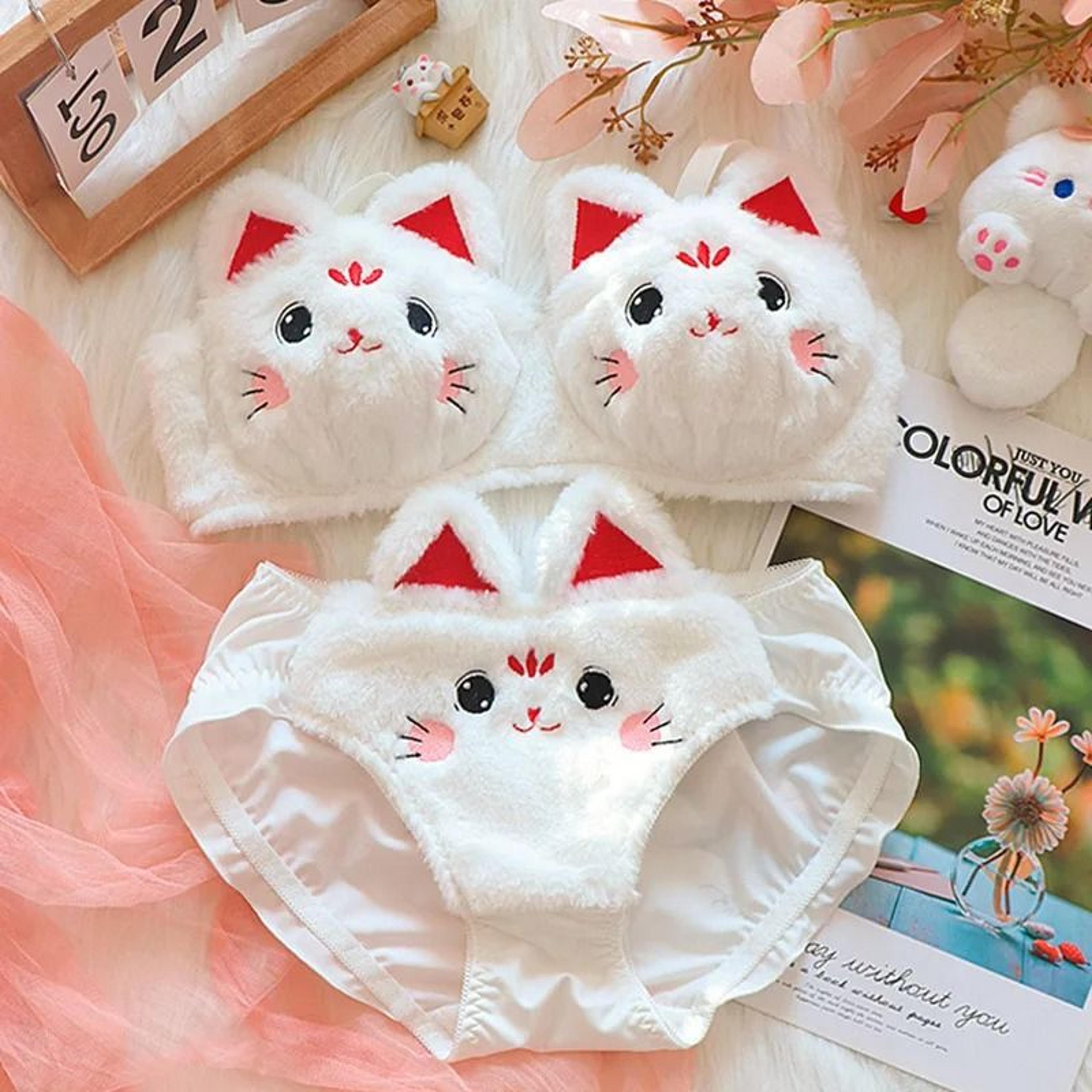 Japanese Cute Plush Winter Bra Without Underwire For Women 7