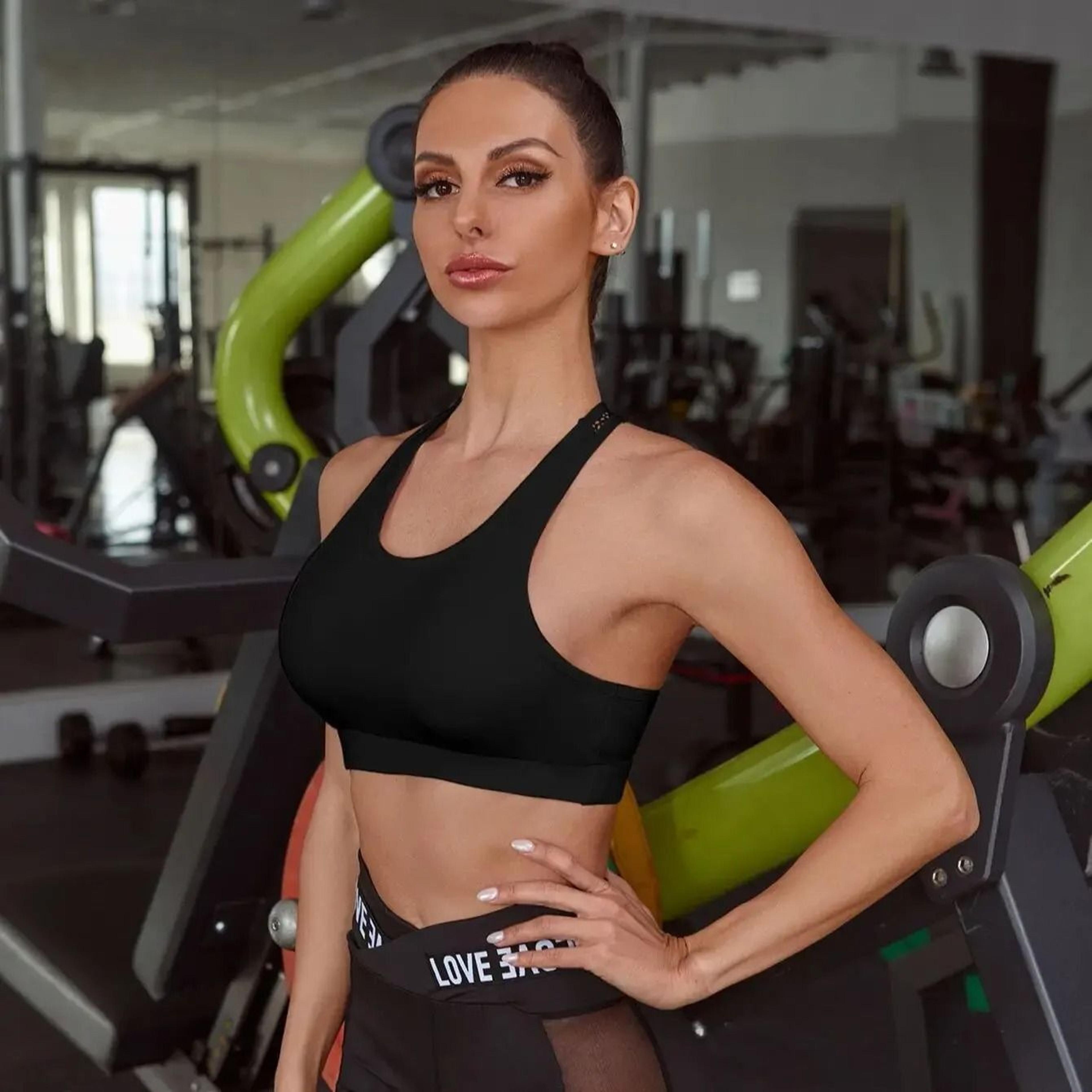 Women Fitness Letter Sports Bra Push Up Yoga Crop Top 1
