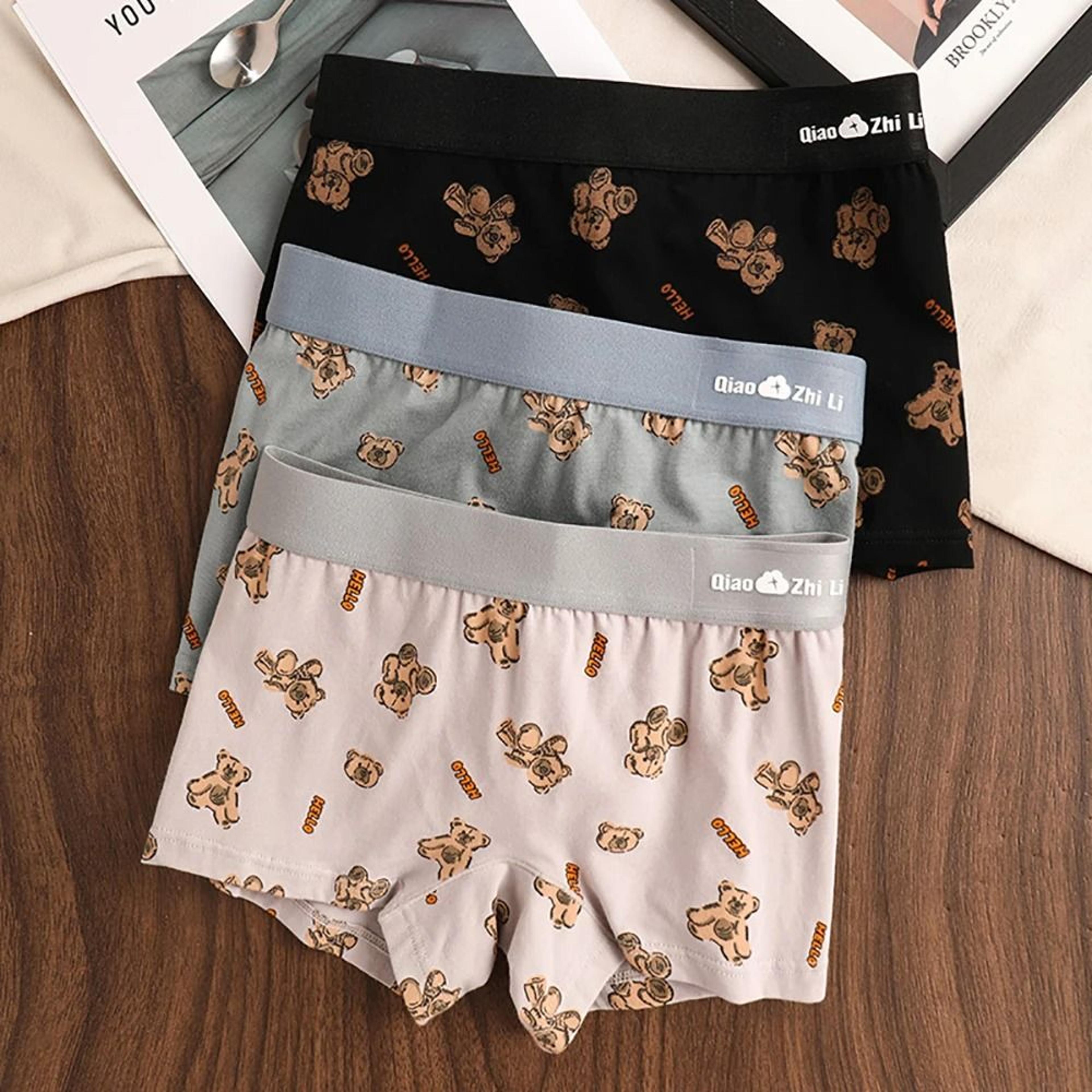 Womens Cotton Bear Print Panties Three Pack For Autumn And Winter Comfort 13
