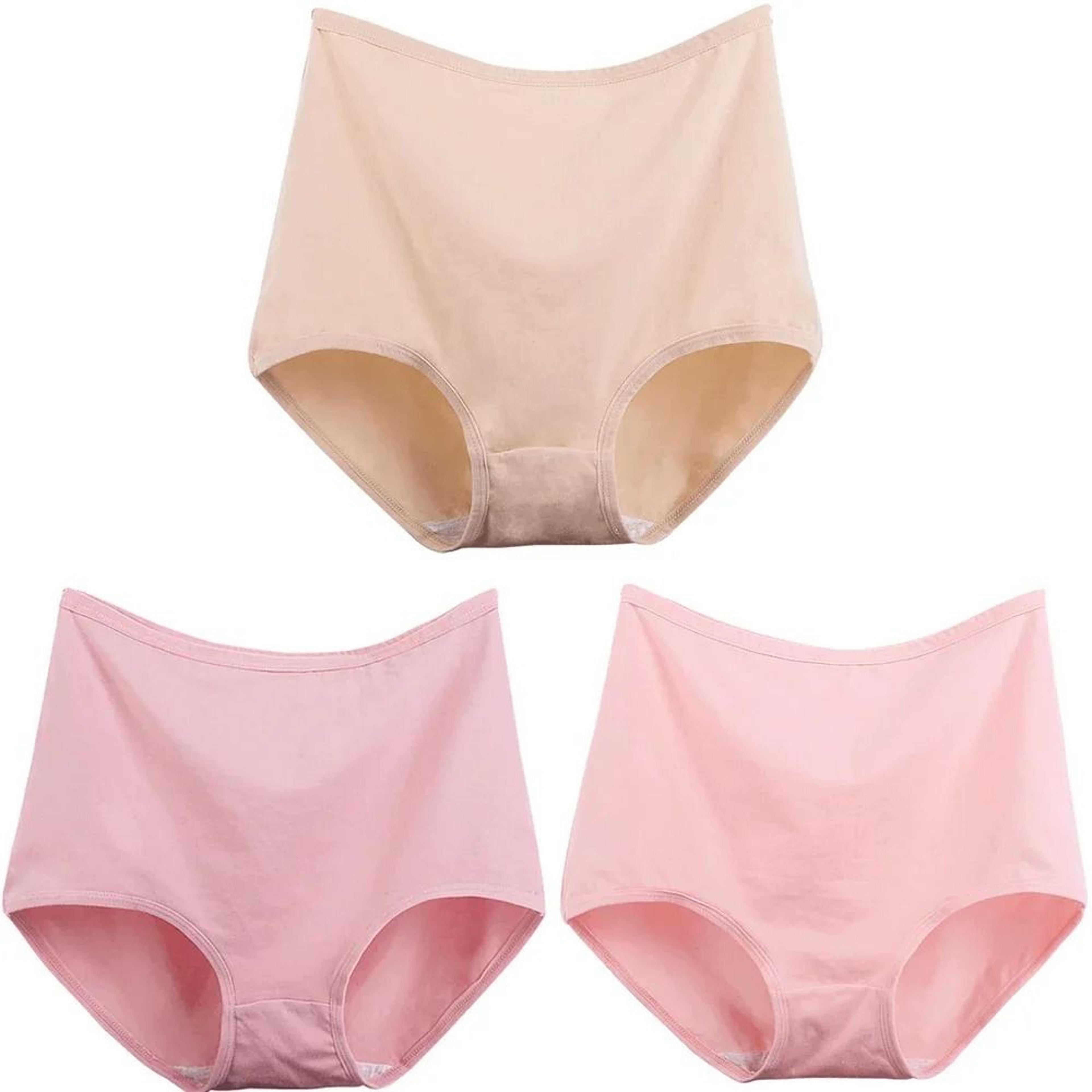 Womens Plus Size Cotton High Waist Briefs Breathable Comfort Underwear Three Piece Set 17