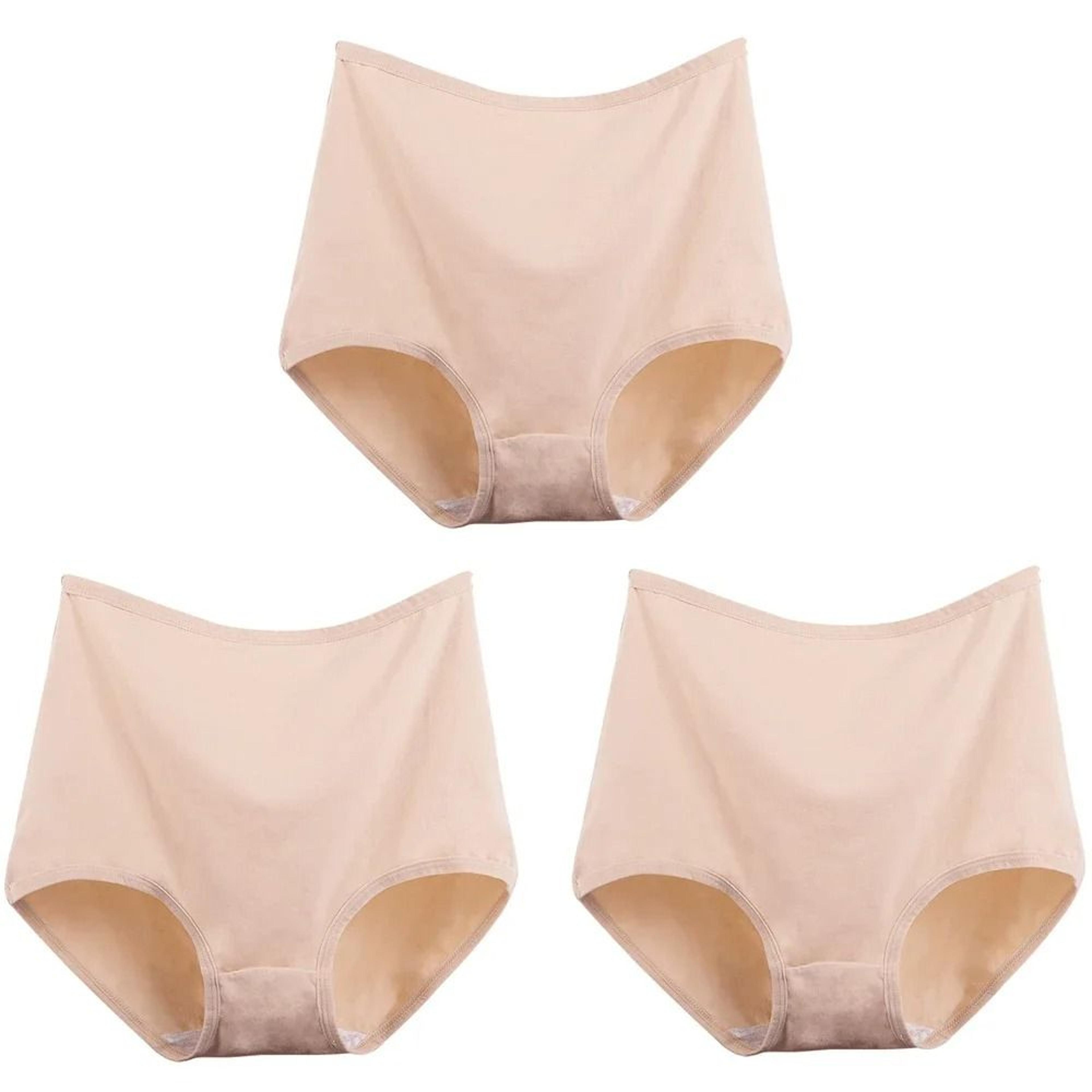 Womens Plus Size Cotton High Waist Briefs Breathable Comfort Underwear Three Piece Set 7