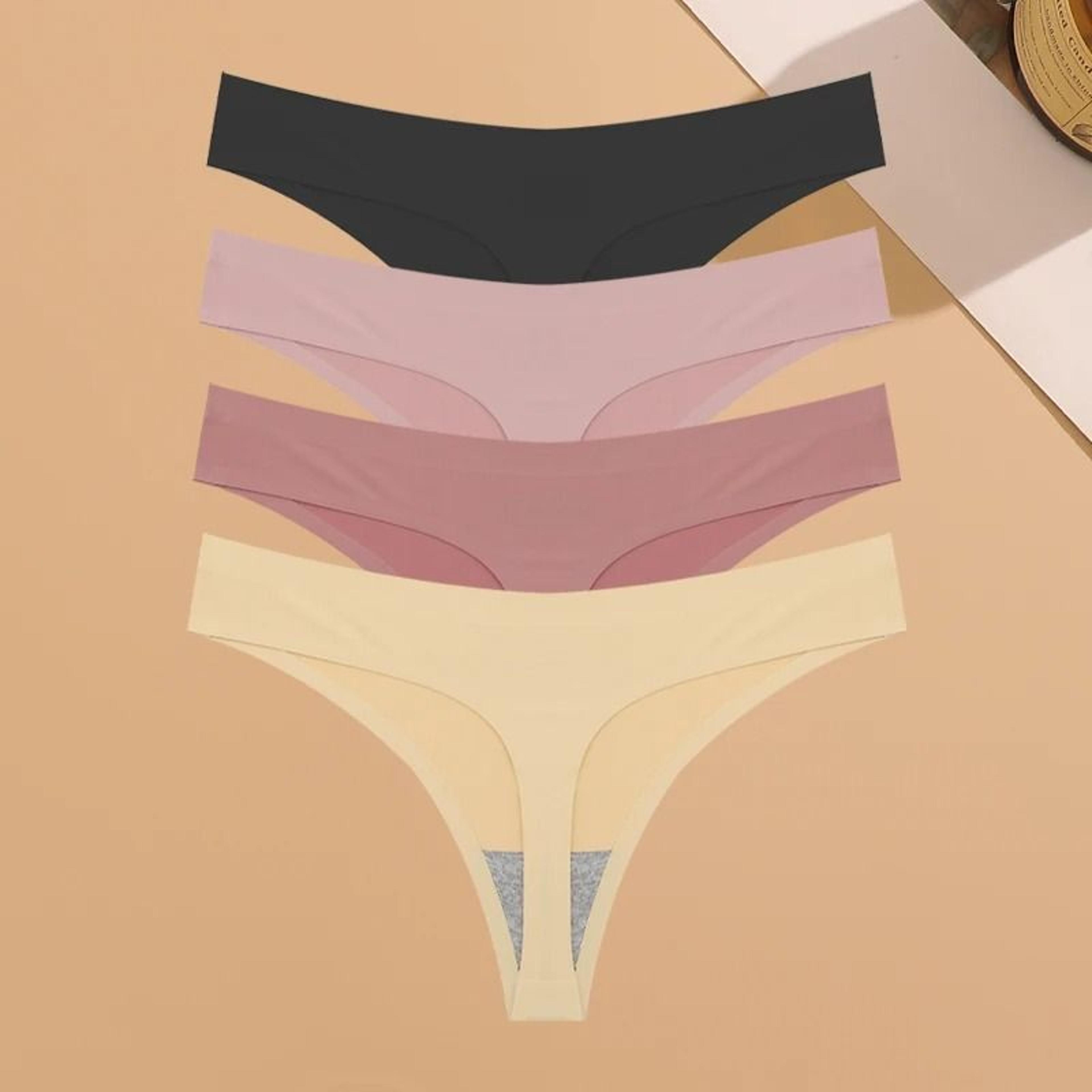 Womens Seamless Ice Silk Thong Underwear Ultra Thin Breathable Low Waist Invisible Panties Four Pie 6
