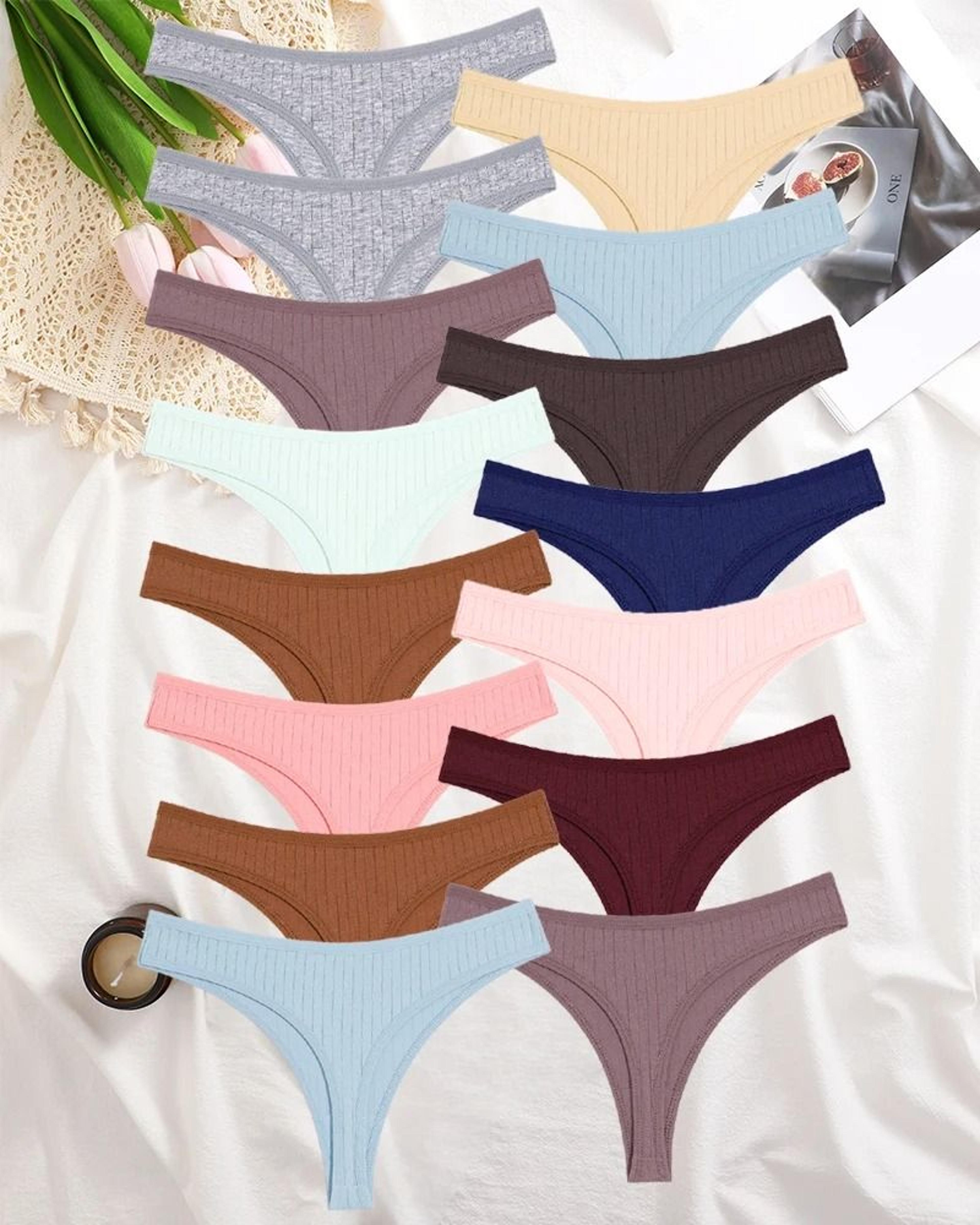 Womens Cotton Thong And Brief Underwear Set Breathable Soft Everyday Lingerie Fifteen Piece Set 9