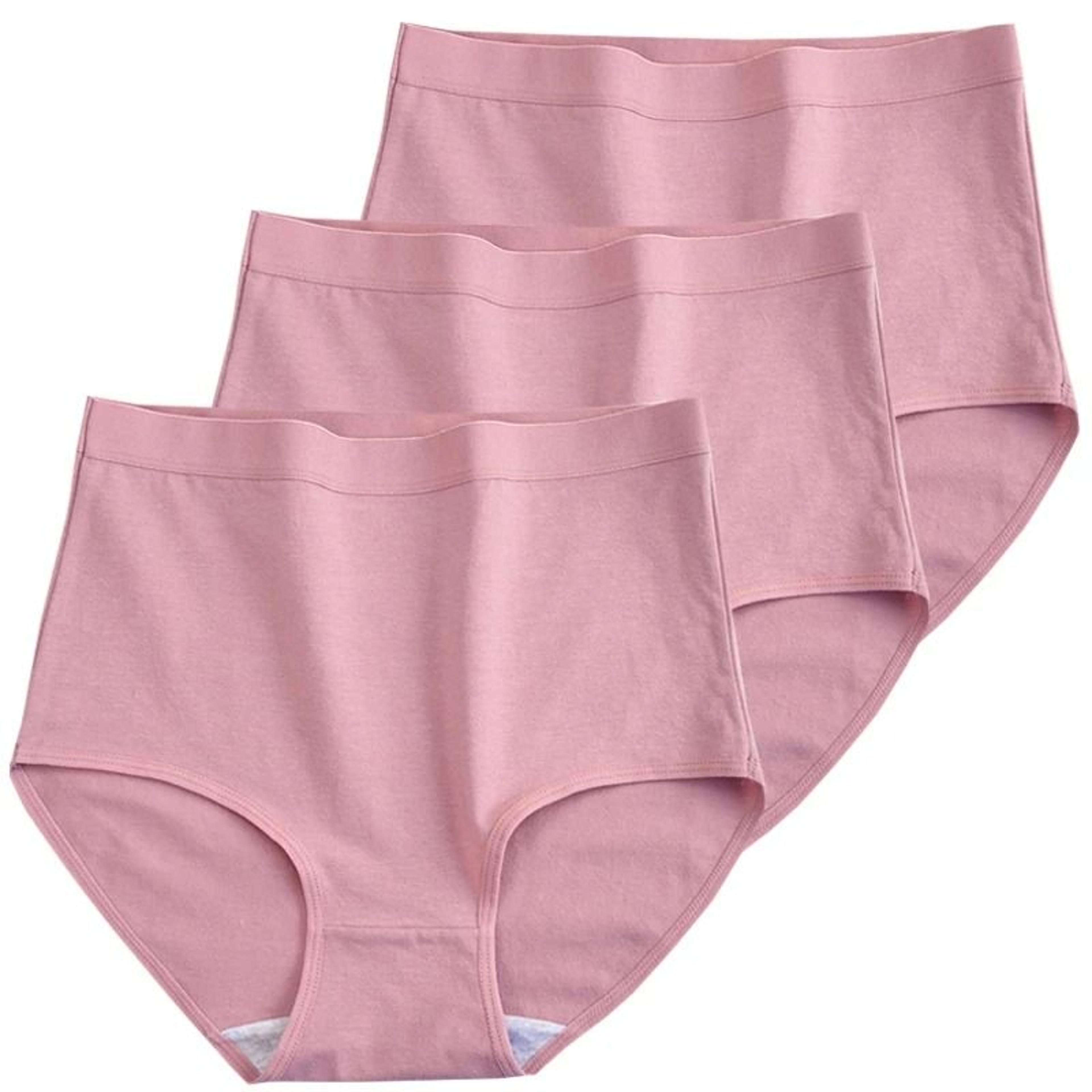 Womens Plus Size Cotton High Waist Briefs Breathable Soft Everyday Underwear Three Piece Set 11