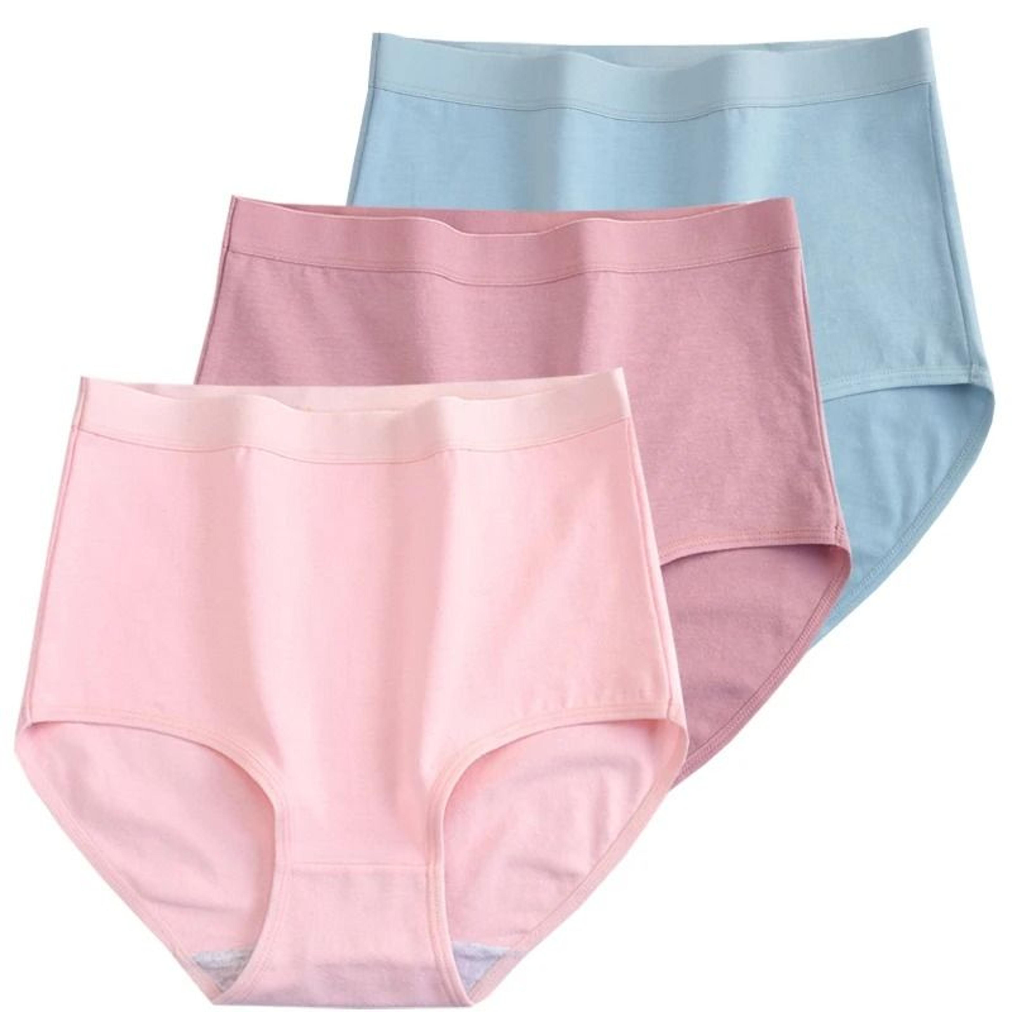 Womens Plus Size Cotton High Waist Briefs Breathable Soft Everyday Underwear Three Piece Set 15