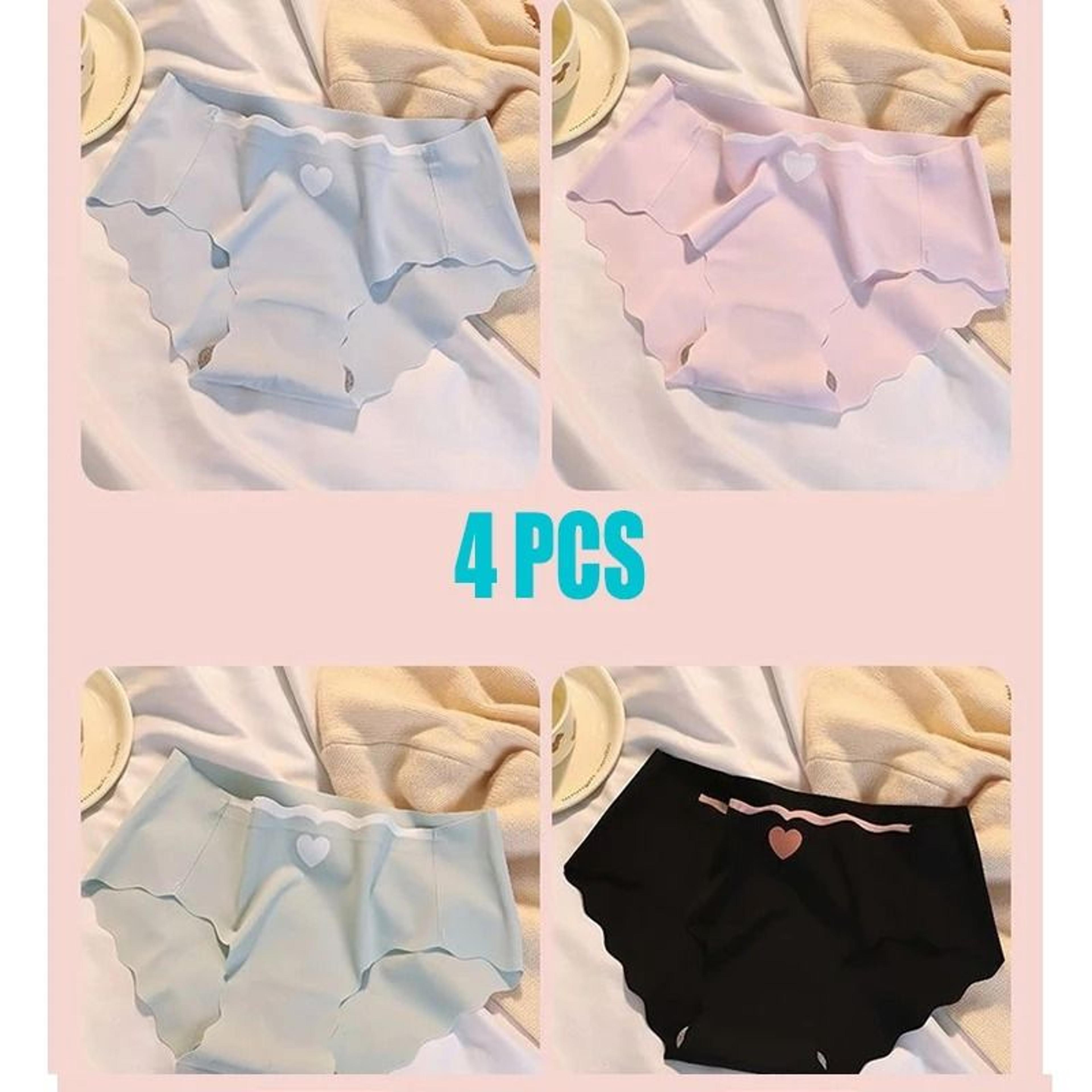 6 Piece Seamless Ice Silk Cotton Underwear Set For Women Breathable Mid Rise Comfort Briefs 1