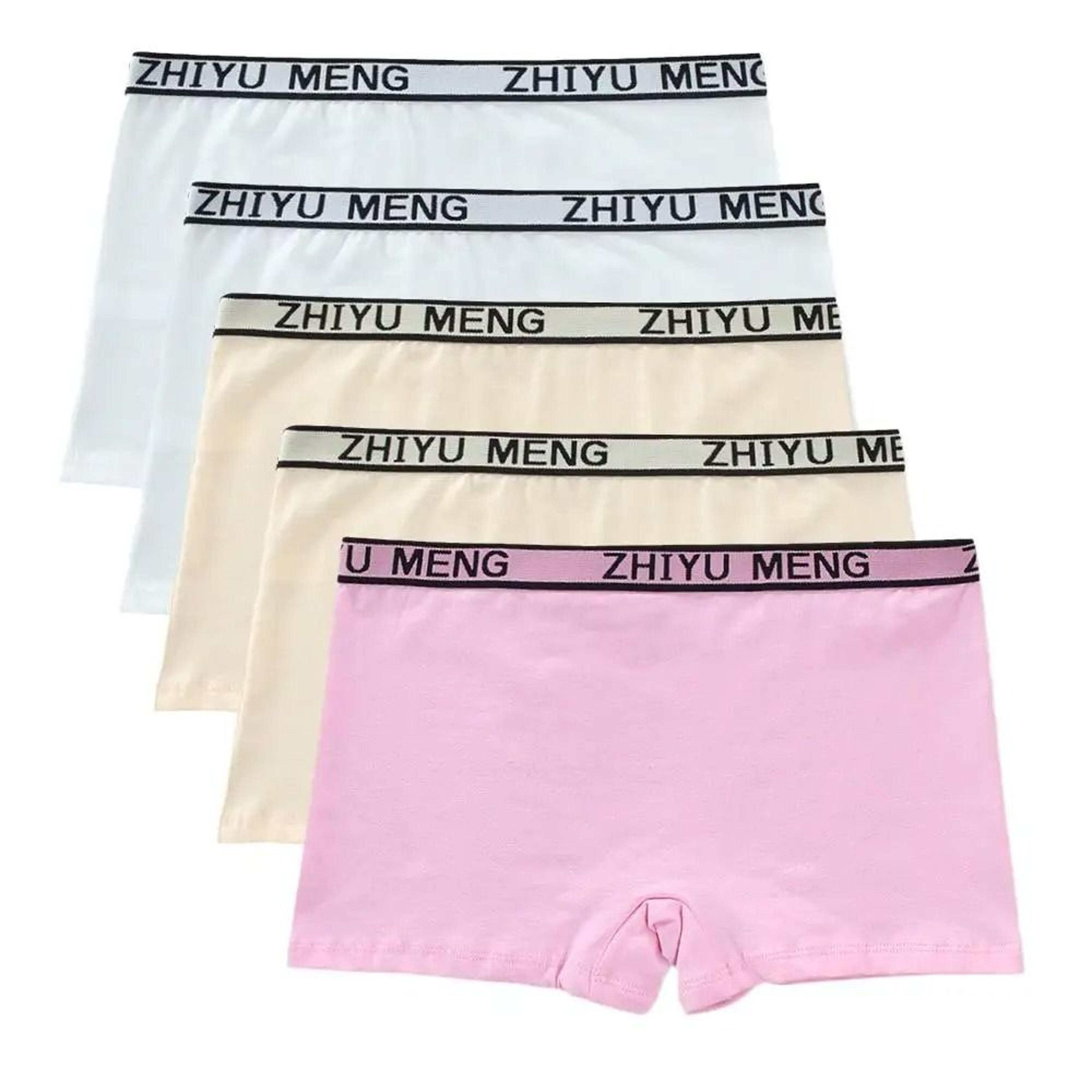 5 Piece Girls Cotton Mid Waist Boxer Briefs Soft Stretch Everyday Underwear Set 10