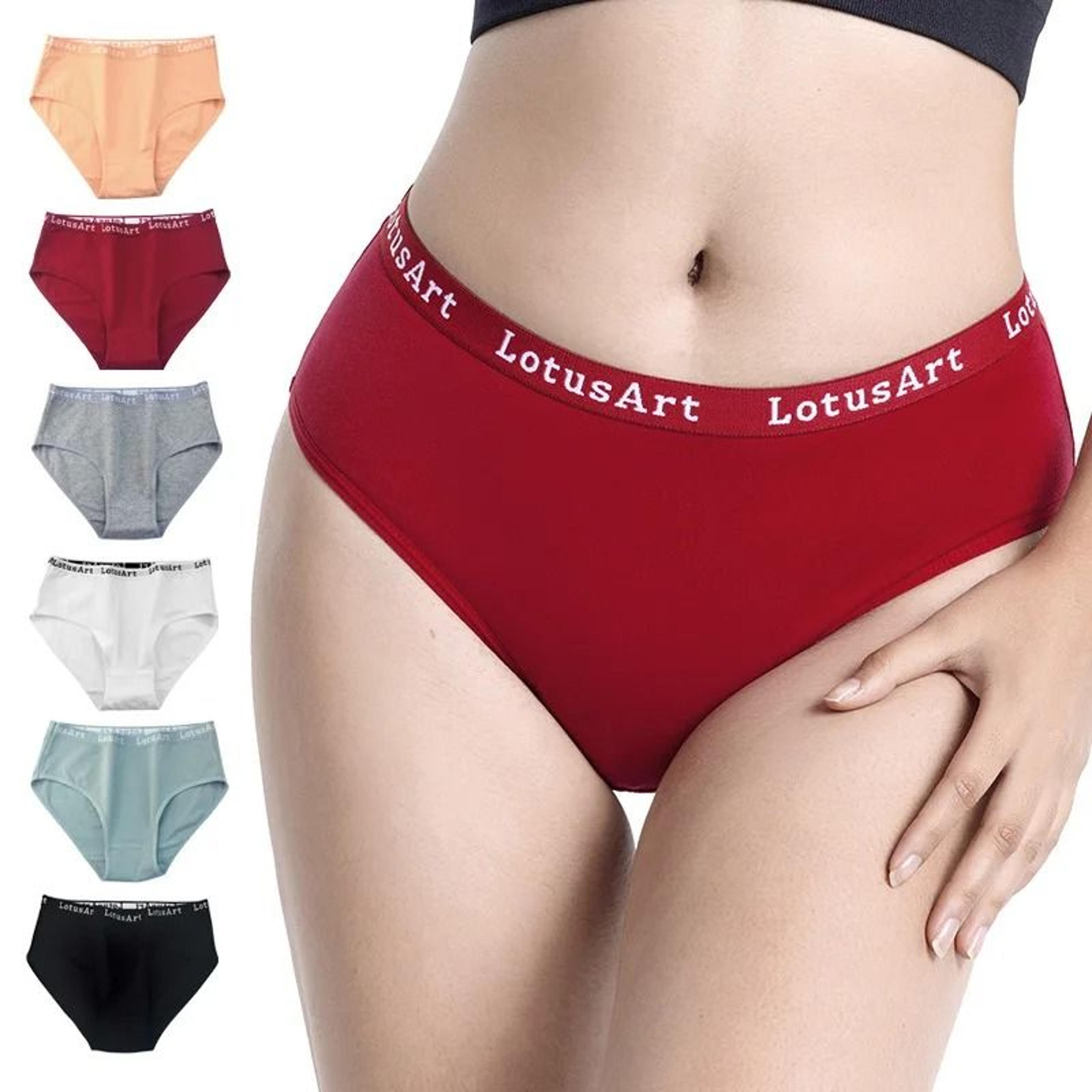 6 piece high waist cotton panty set breathable solid color underwear for women