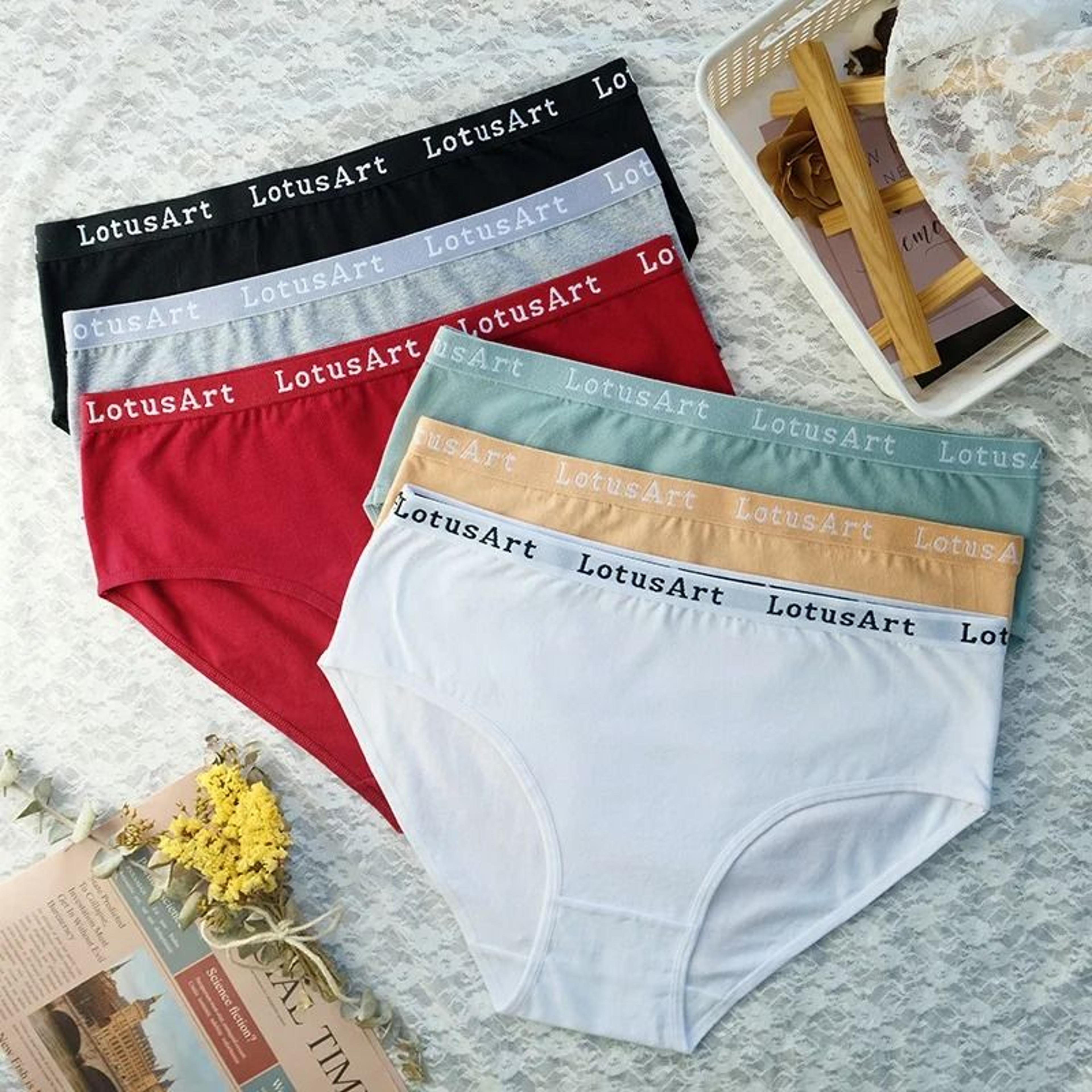 6 Piece High Waist Cotton Panty Set Breathable Solid Color Underwear For Women 1