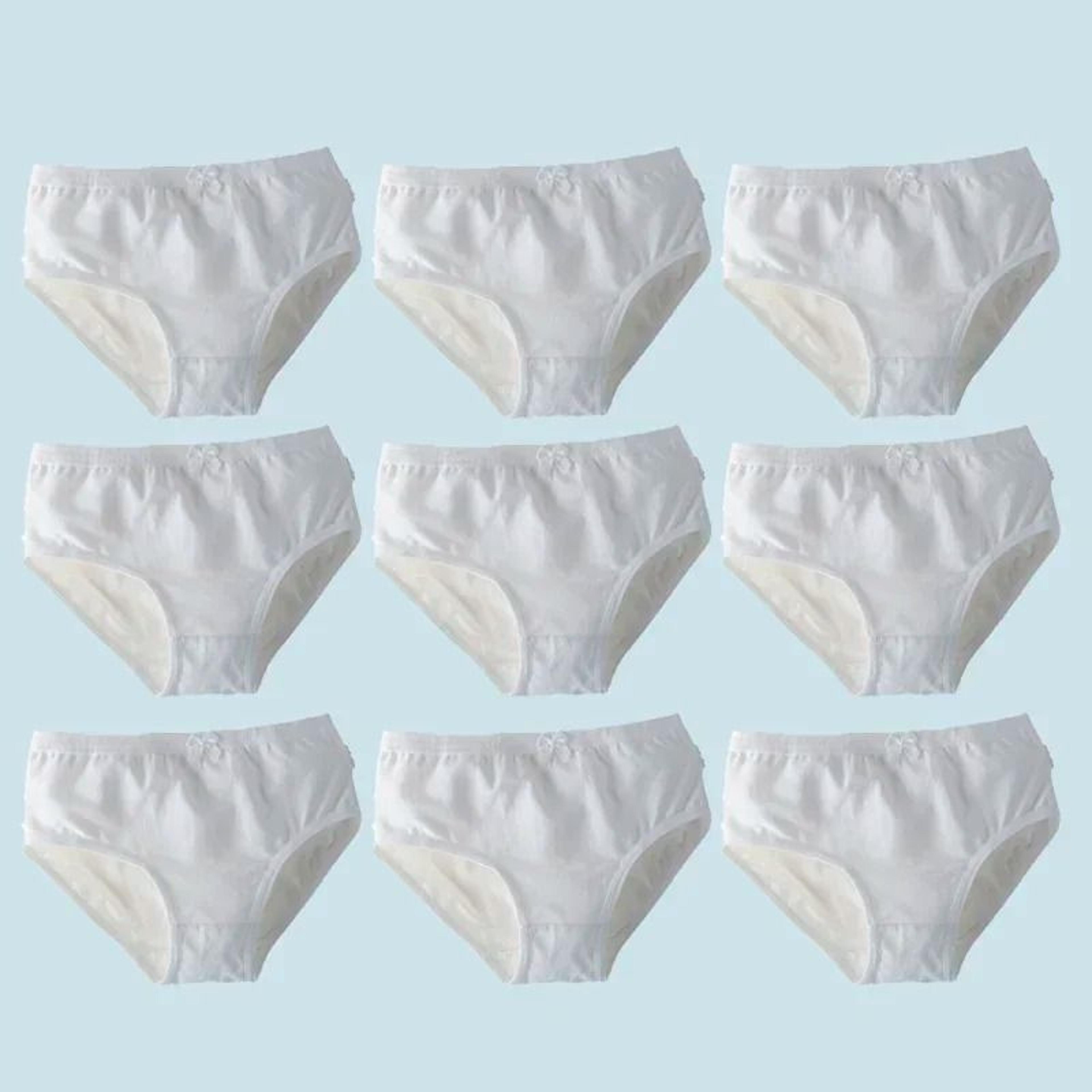 Kids Cotton White Brief Panty Set For Girls Soft Breathable Everyday Underwear 7