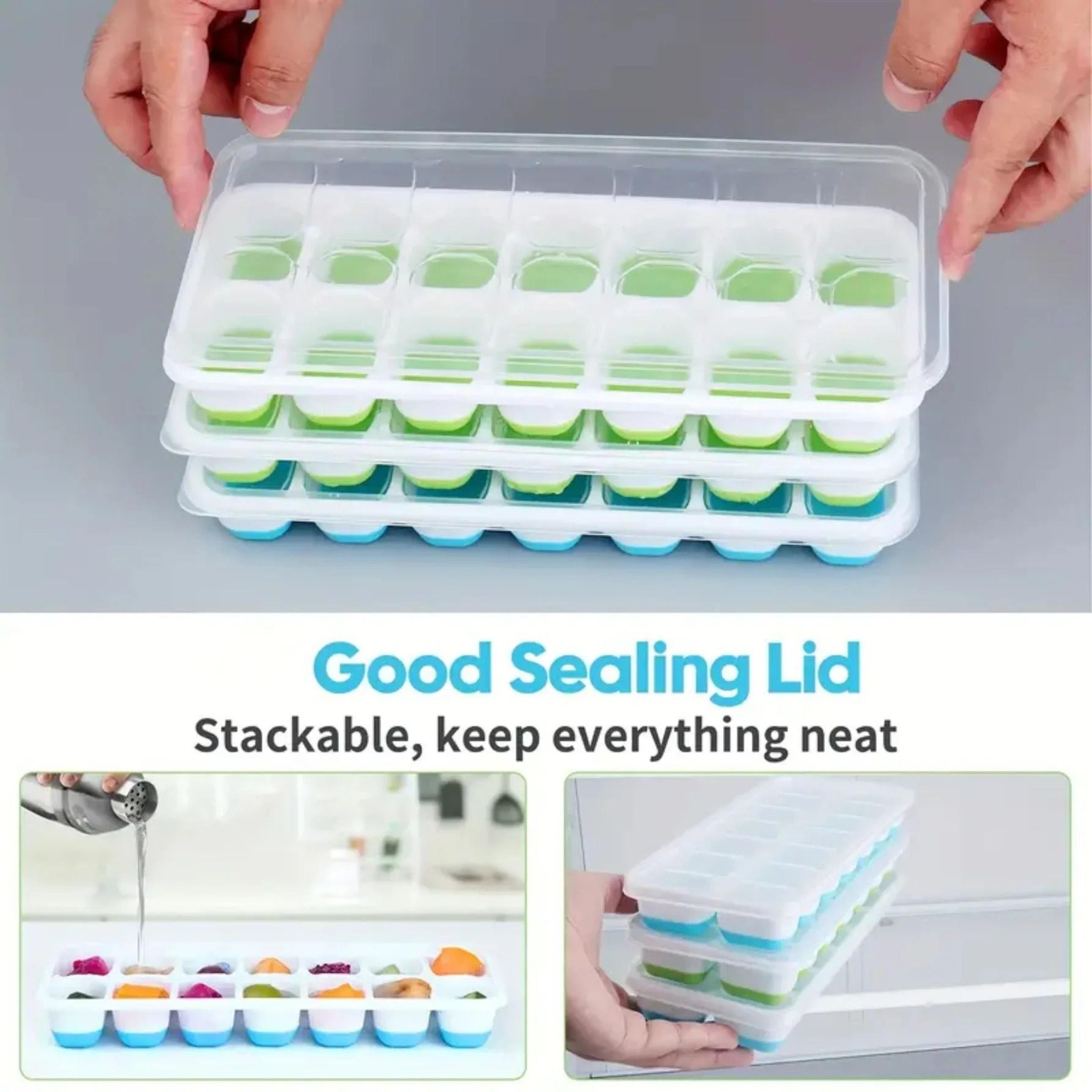Silicone Ice Cube Tray With Lid 14 Grid Ice Mold For Freezer 2