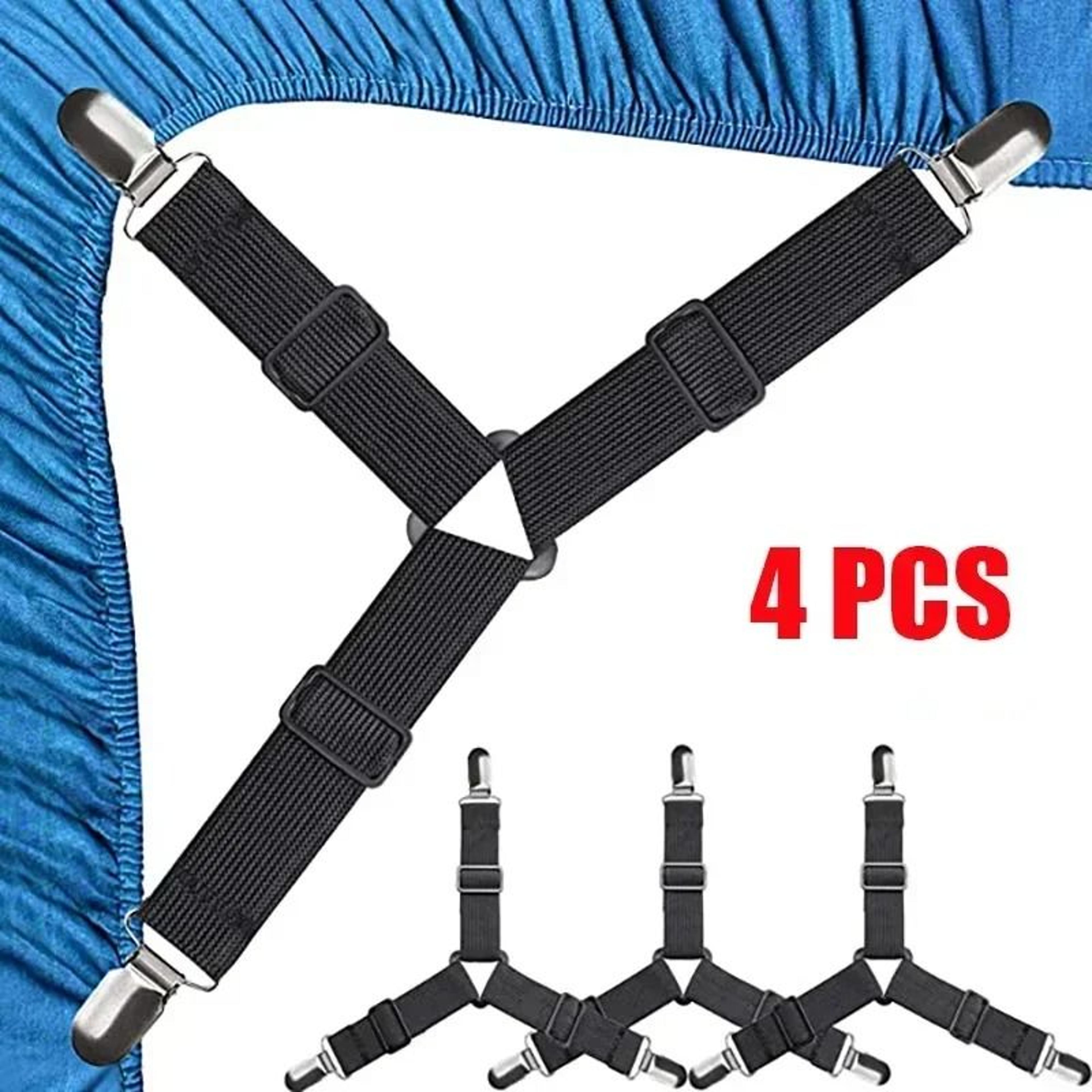 Adjustable Bed Sheet Holder Elastic Straps With Metal Clips Mattress Fasteners 6