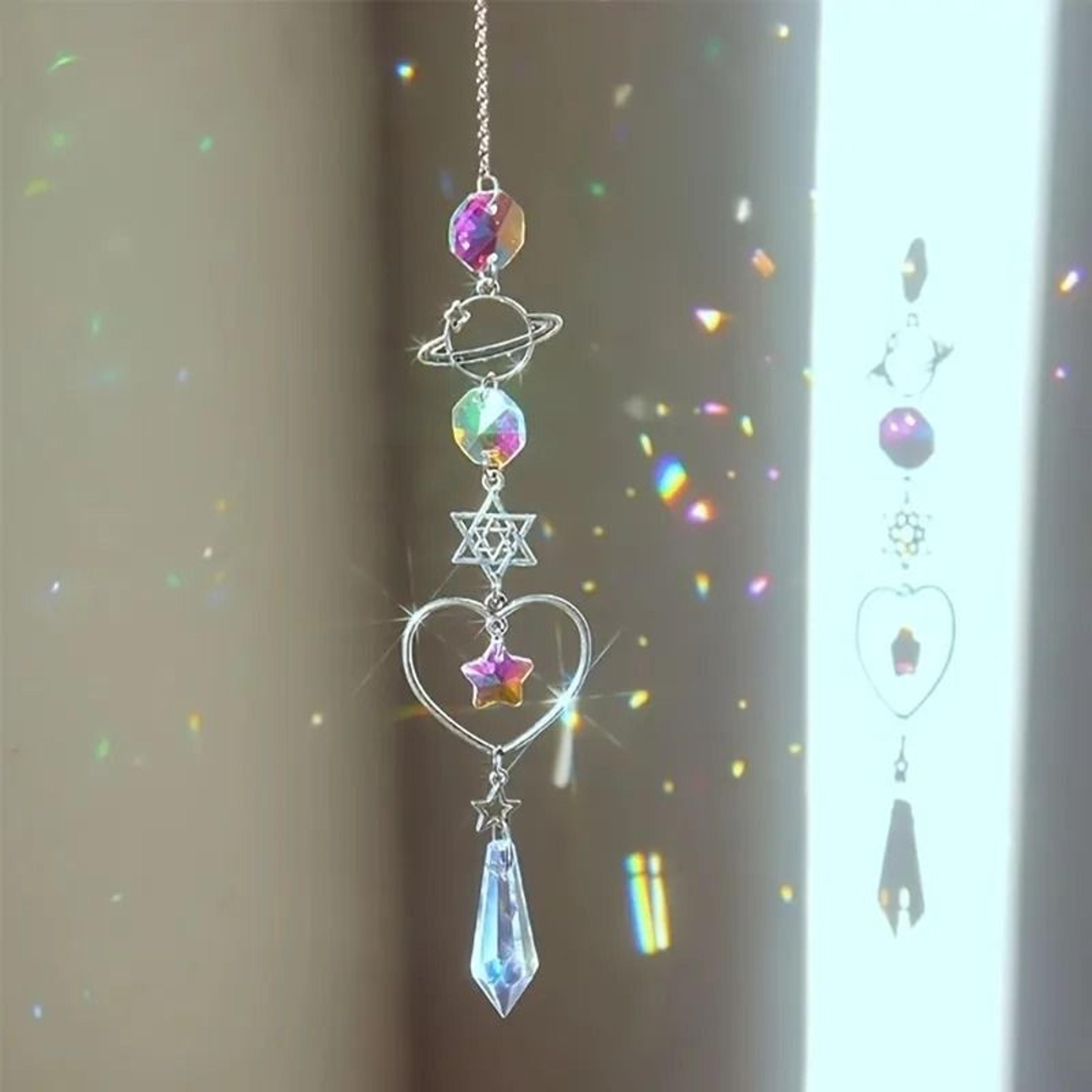Crystal Wind Chime Rainbow Sun Catcher Dream Catcher Hanging Decor 8