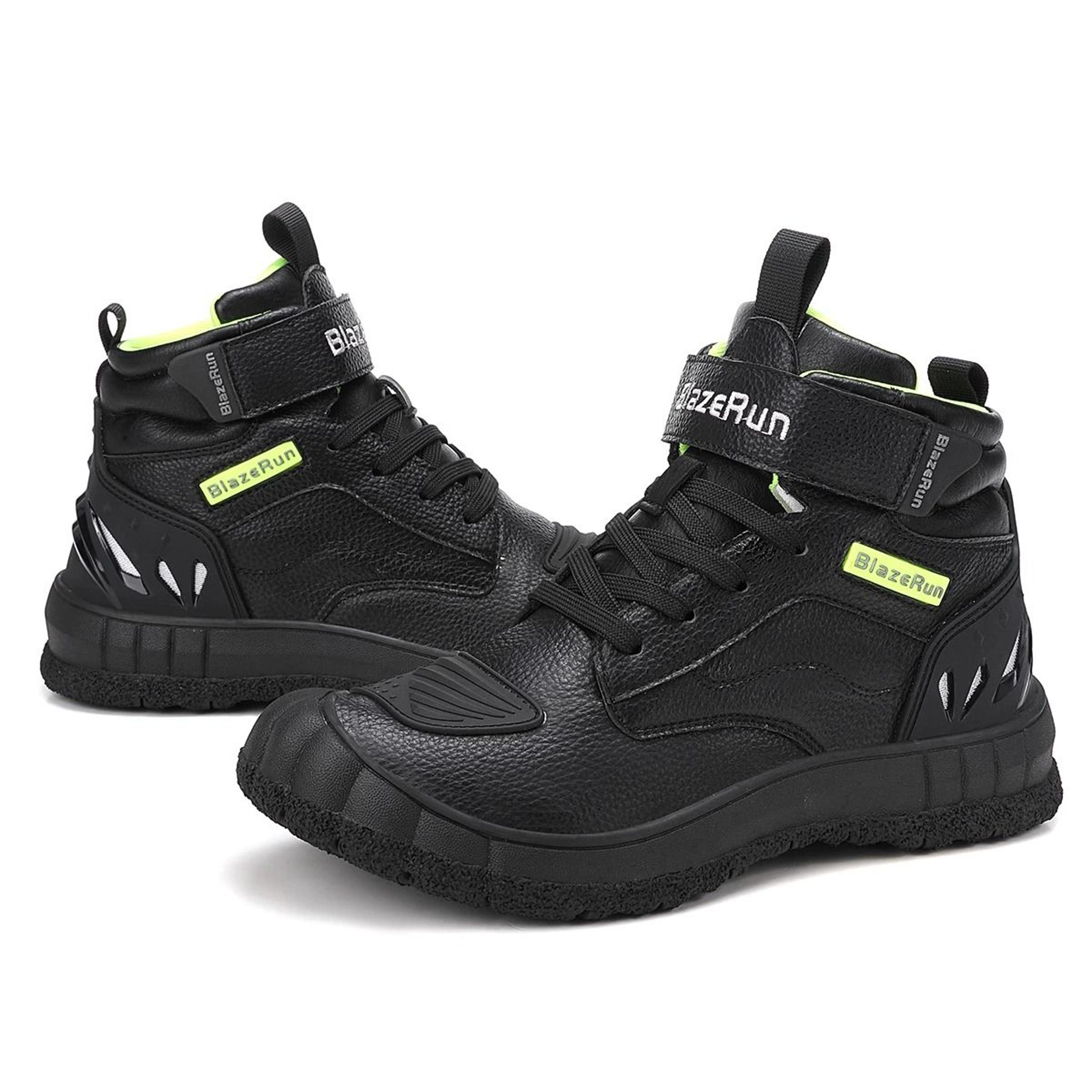 Mens Leather Motorcycle Riding Boots Breathable Anti Slip Wear Resistant Shoes 1