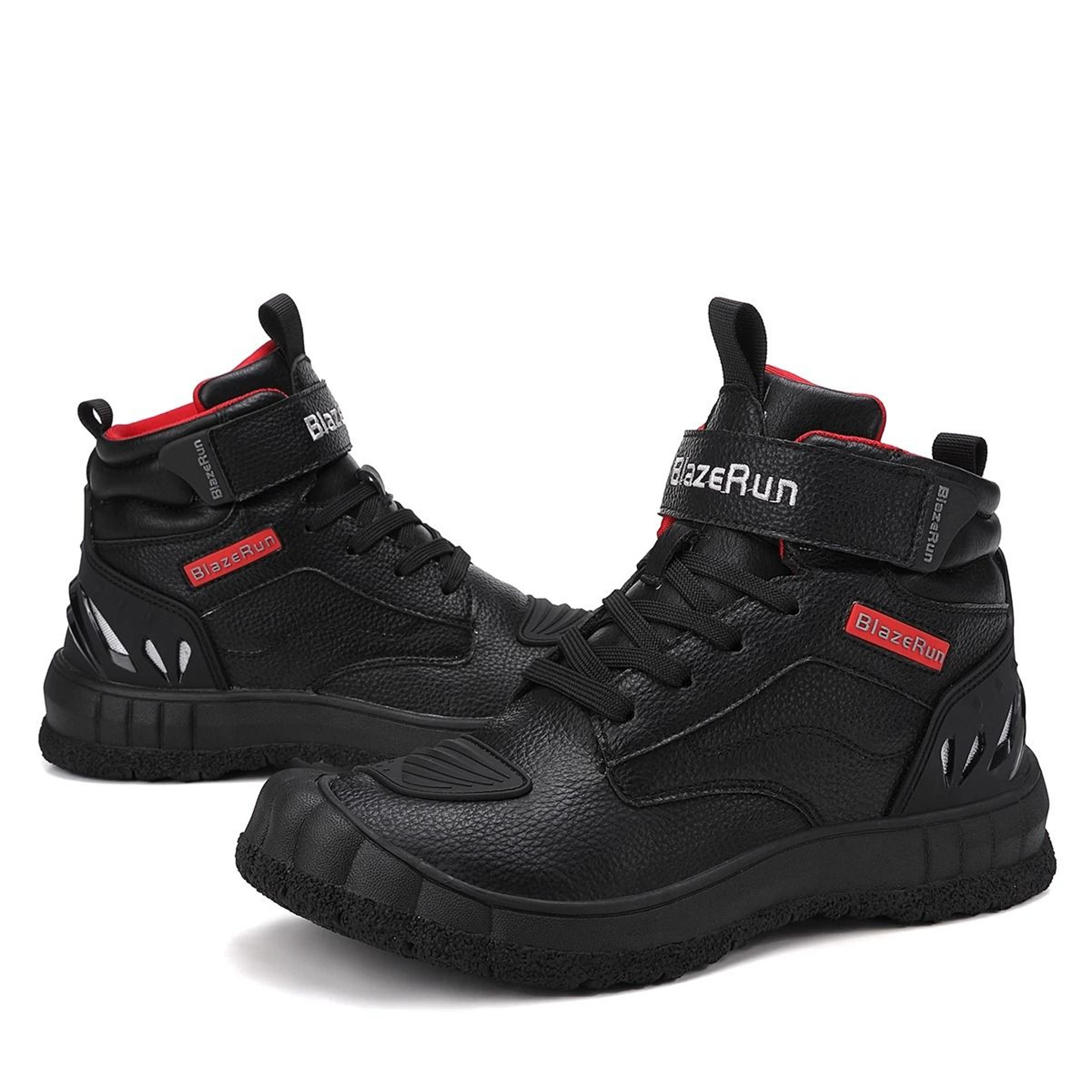 Mens Leather Motorcycle Riding Boots Breathable Anti Slip Wear Resistant Ankle Shoes 3