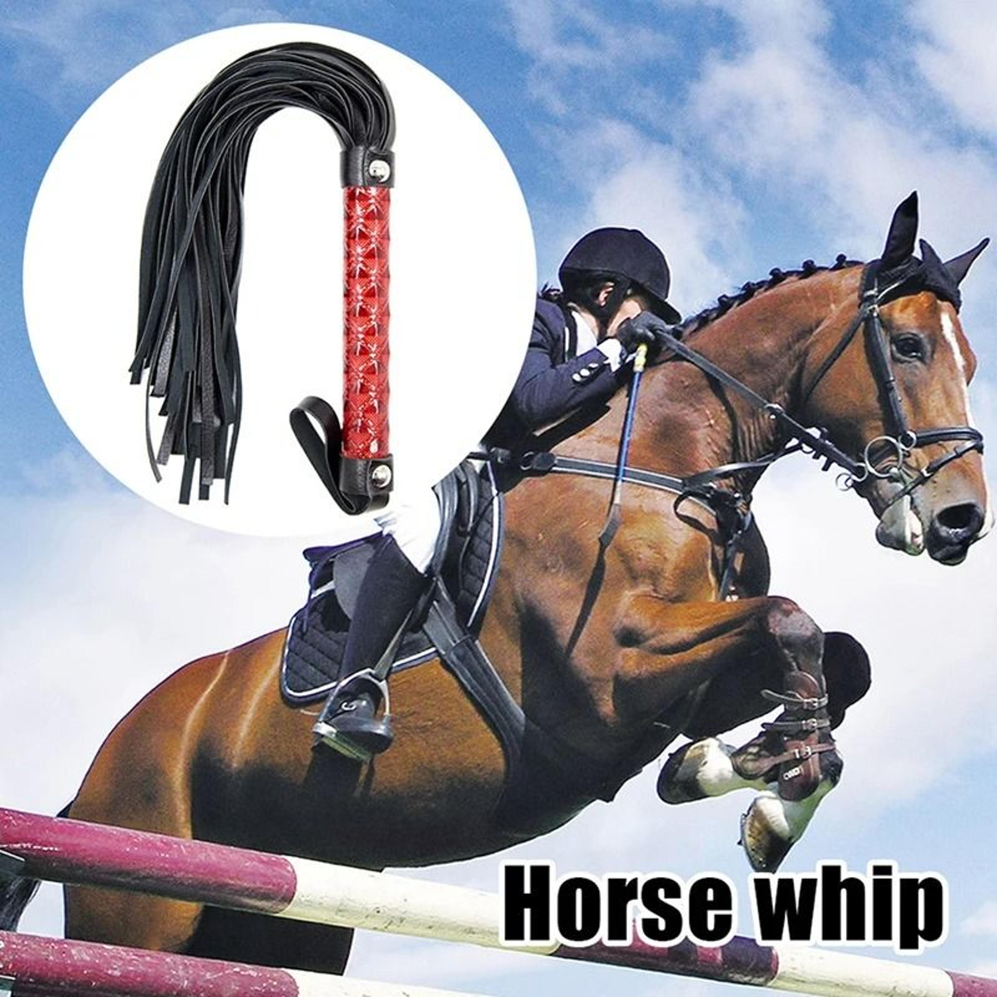 Non Slip Leather Braided Horse Riding Crop Whip 1
