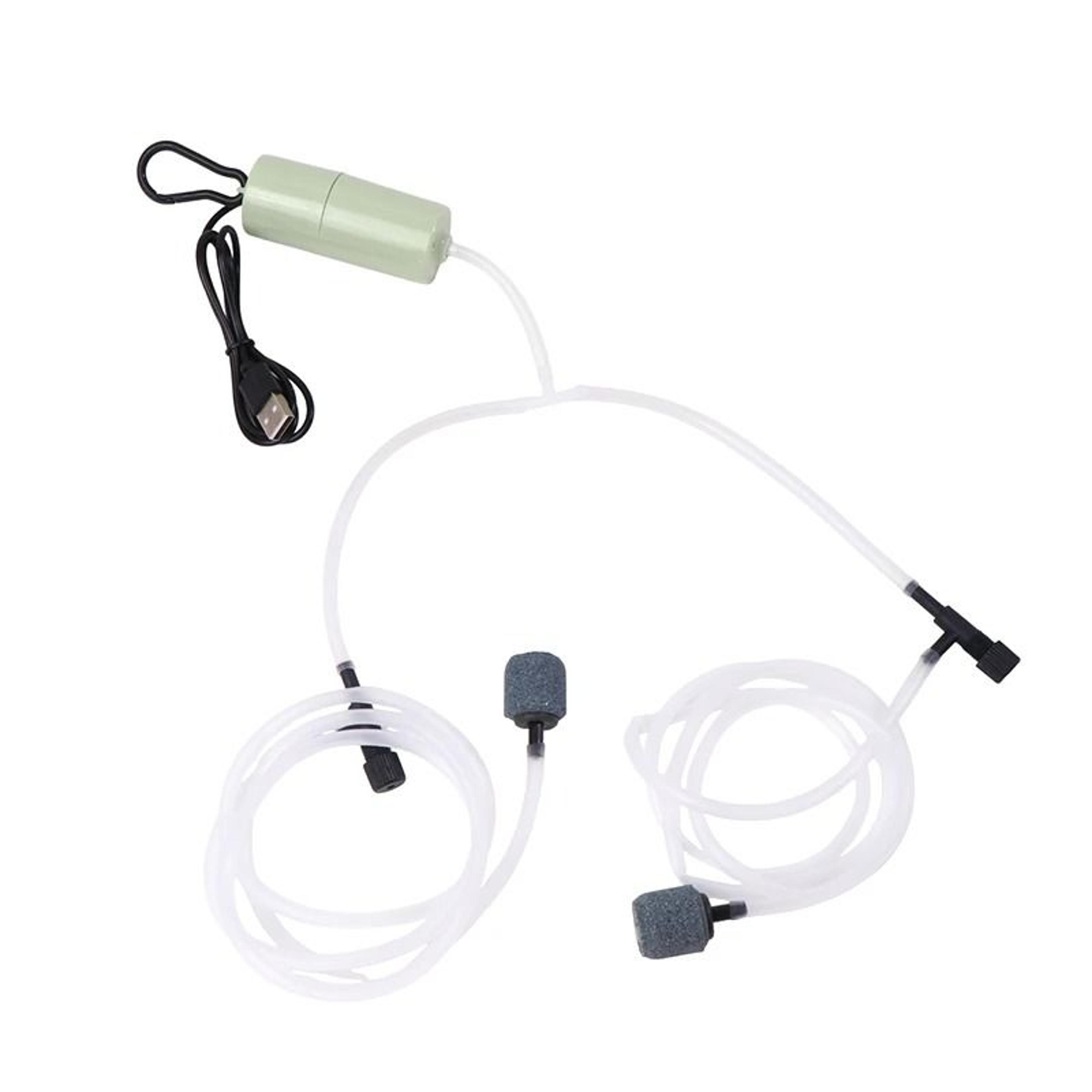 USB Aquarium Oxygen Air Pump Dual Outlet Silent Aerator 6