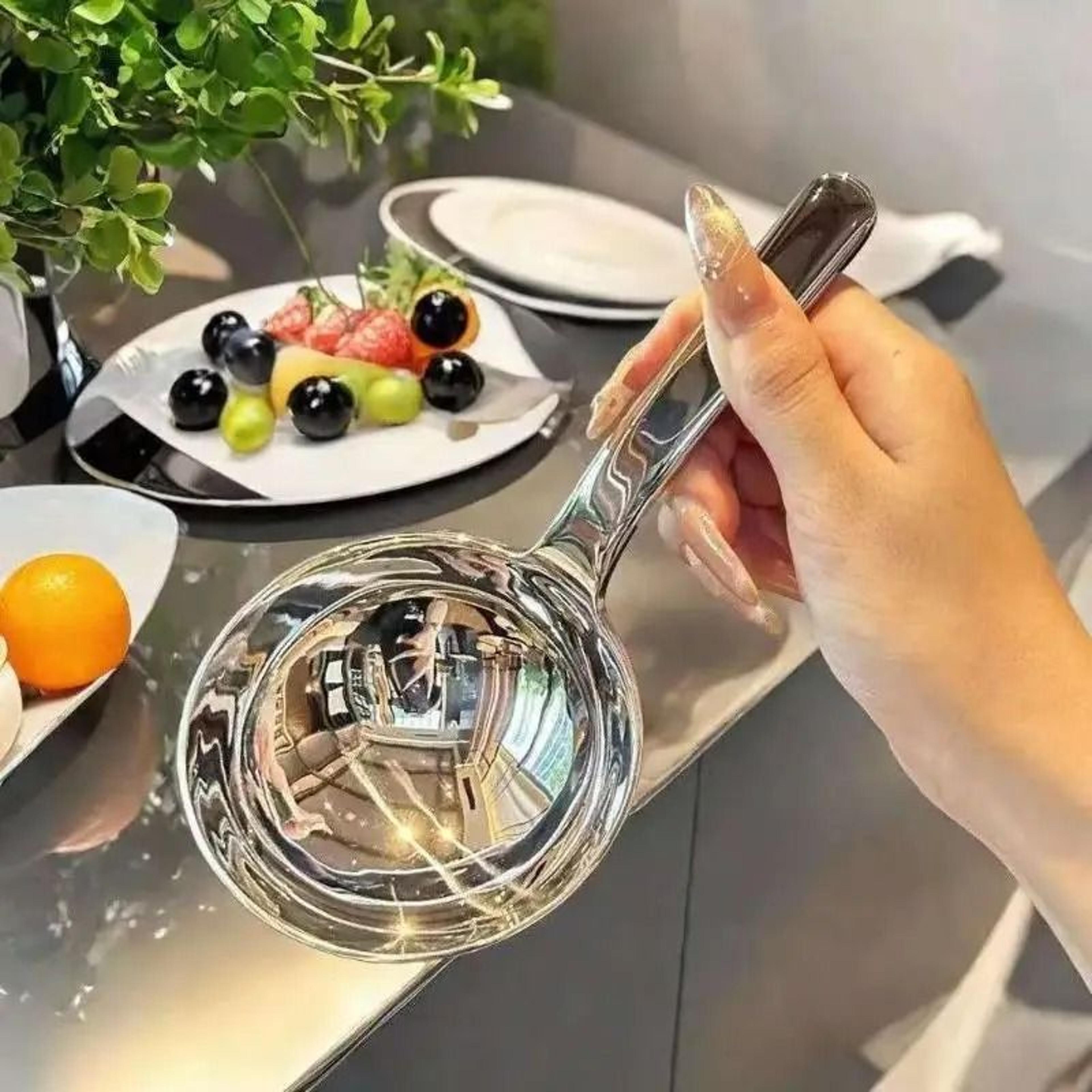 Stainless Steel Deep Soup Spoon With Short Handle Kitchen Ladle 1