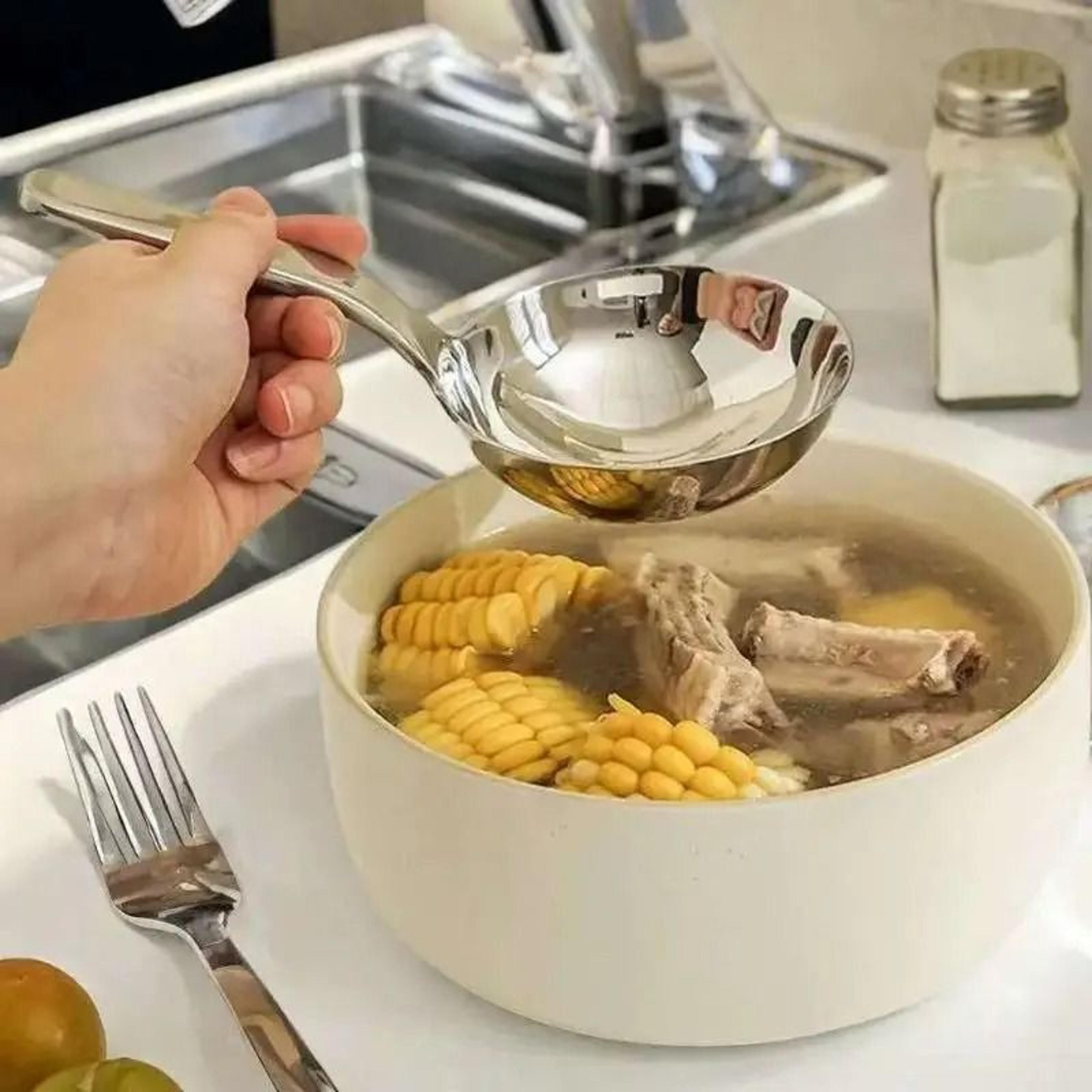 Stainless Steel Deep Soup Spoon With Short Handle Kitchen Ladle 2