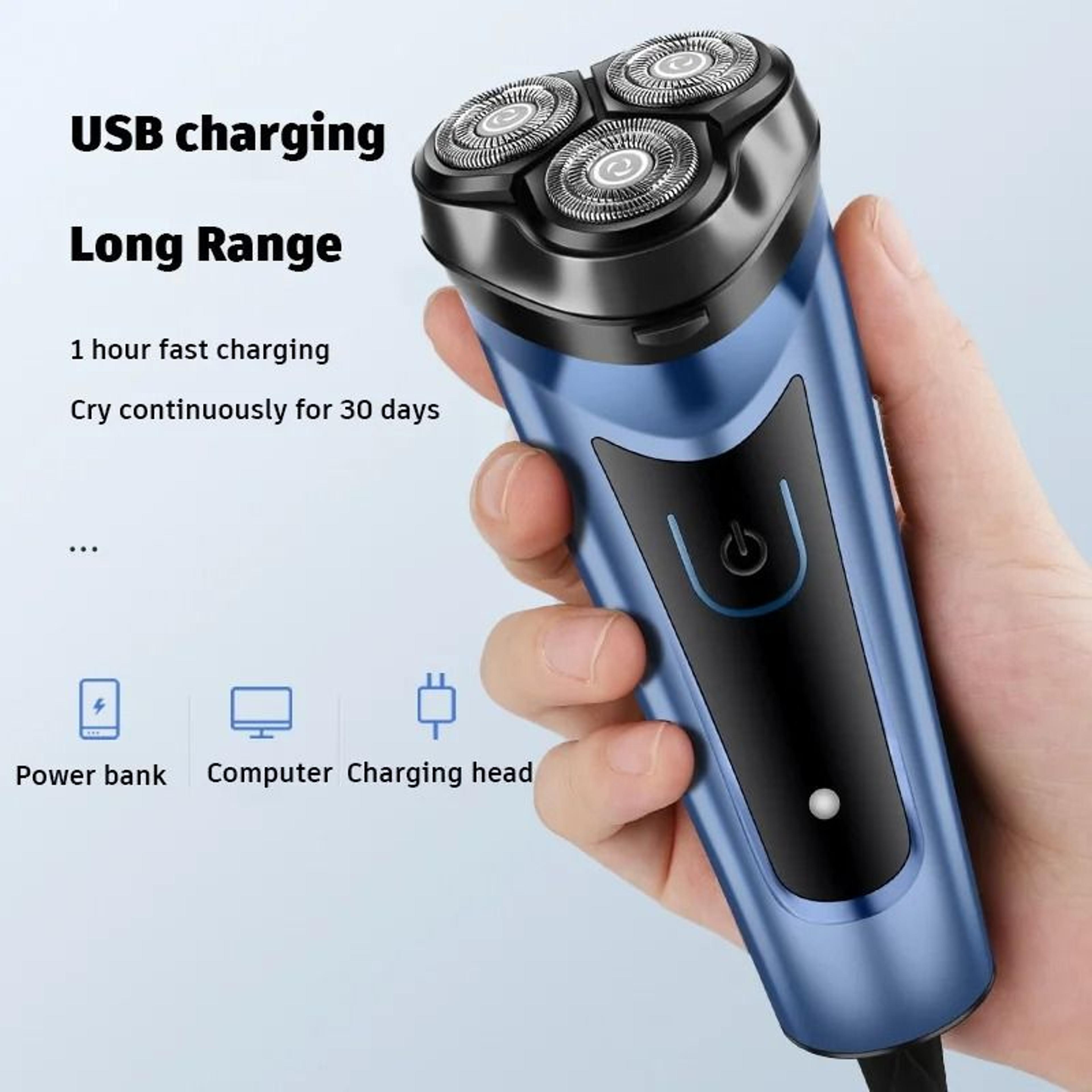 USB Rechargeable Electric Shaver For Men Waterproof Rotary Razor 2