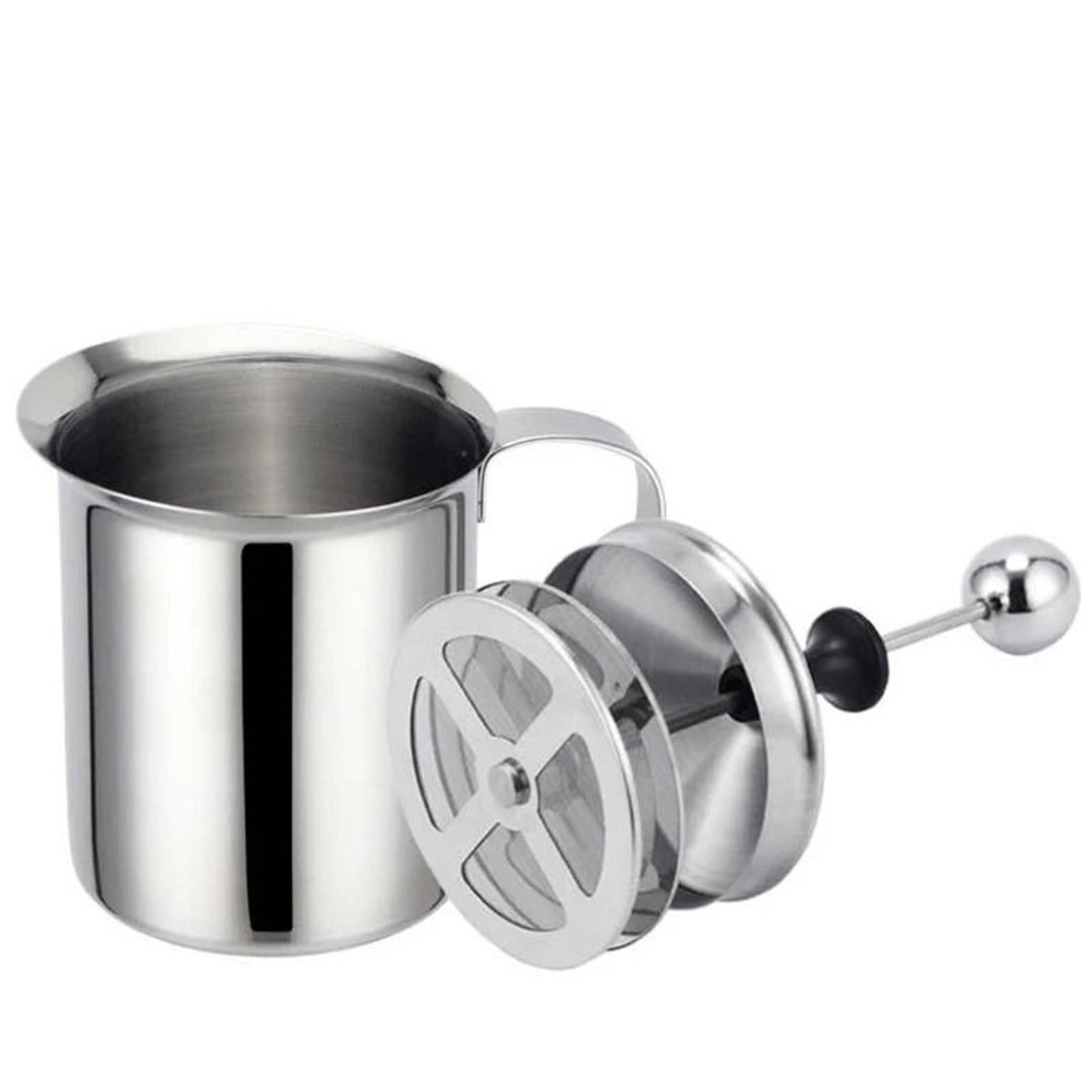 Stainless Steel Double Mesh Milk Frother 400ml Manual Coffee Creamer 1