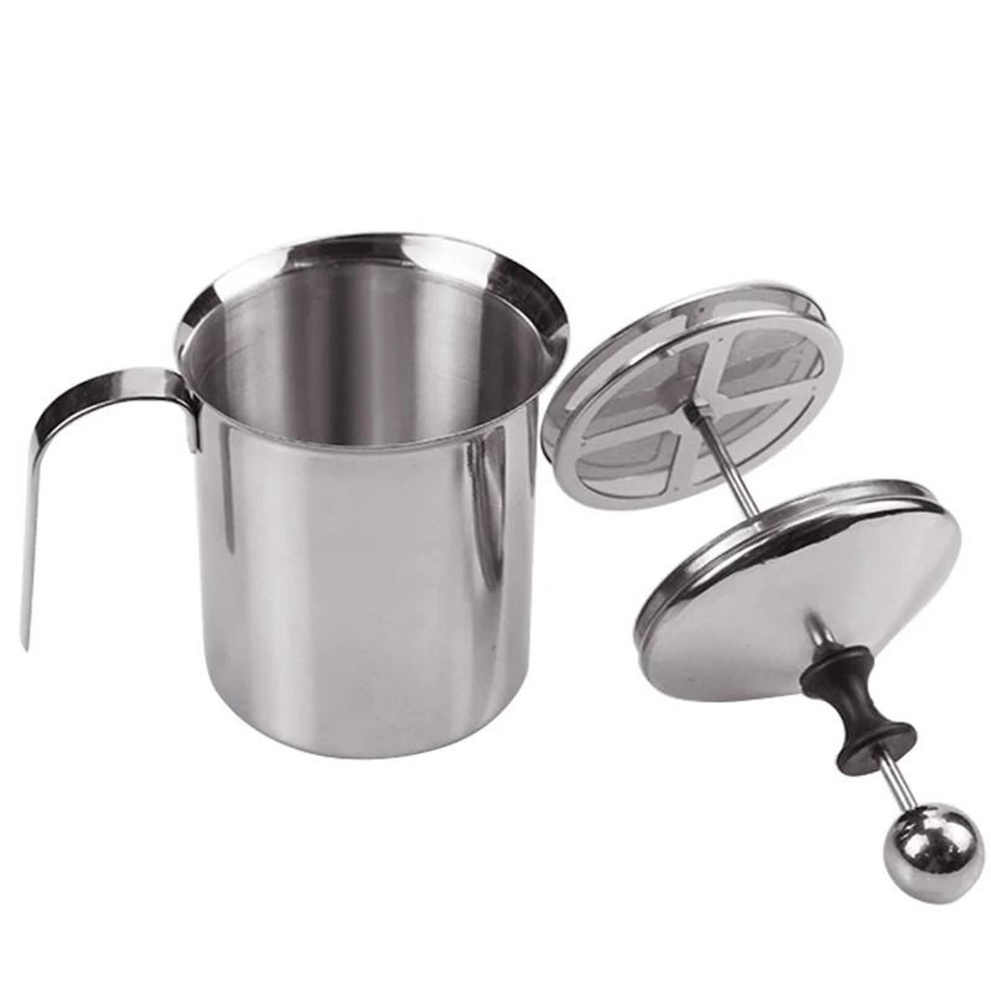 Stainless Steel Double Mesh Milk Frother 400ml Manual Coffee Creamer 2