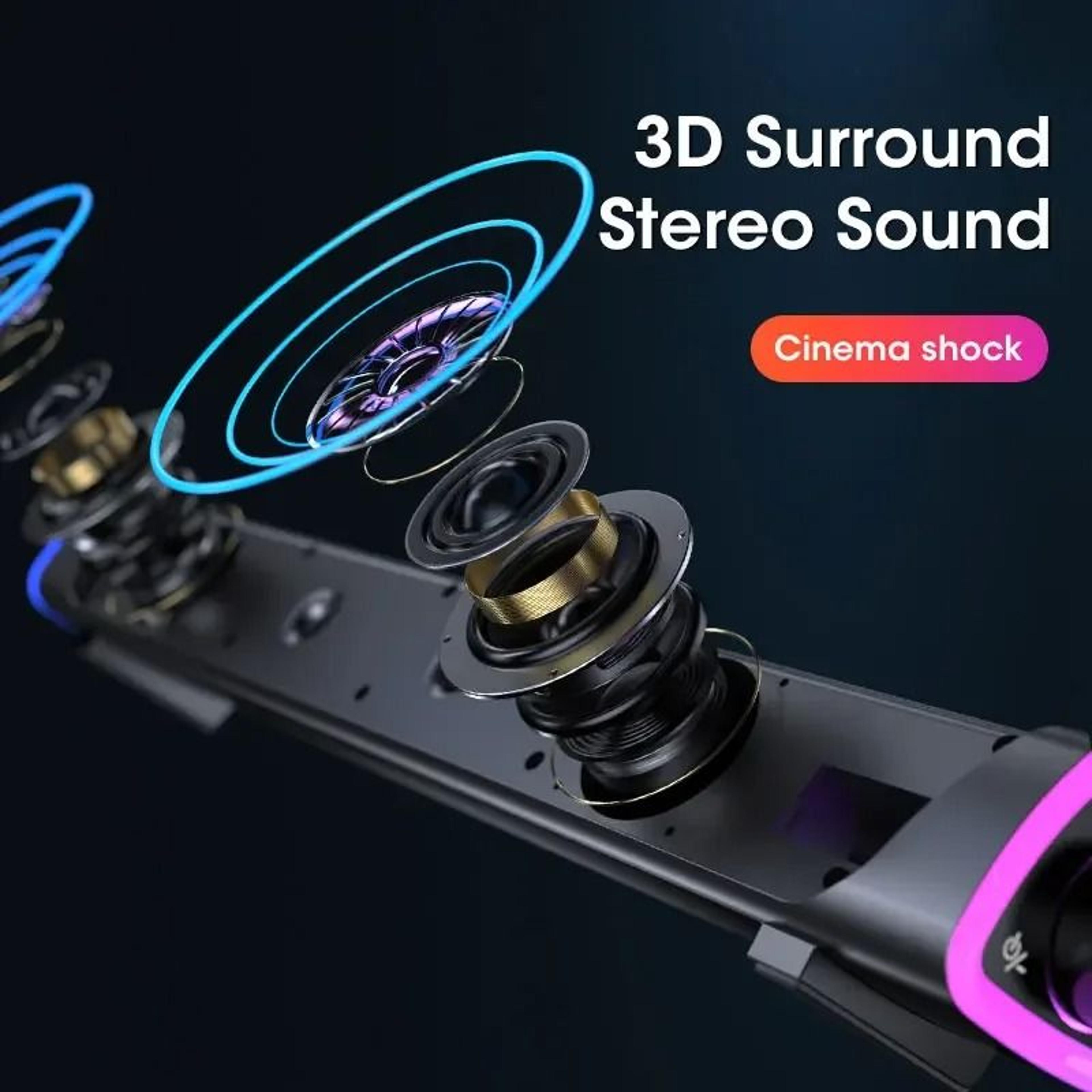 Bluetooth Computer Soundbar Speaker With Subwoofer Stereo Surround For PC TV 5