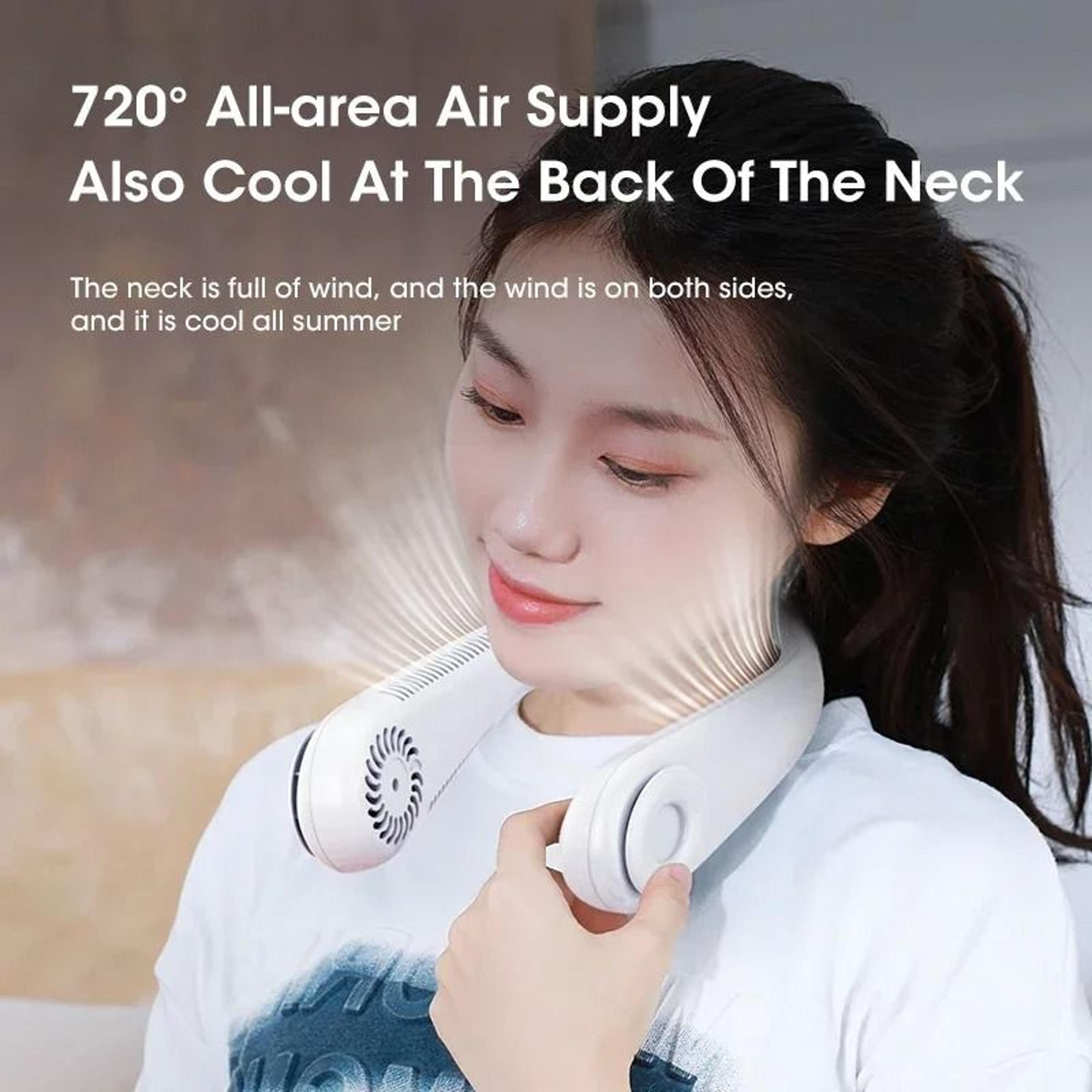 Hands Free Bladeless Neck Fan With Power Bank USB Rechargeable For Travel Sports And Office Use 2