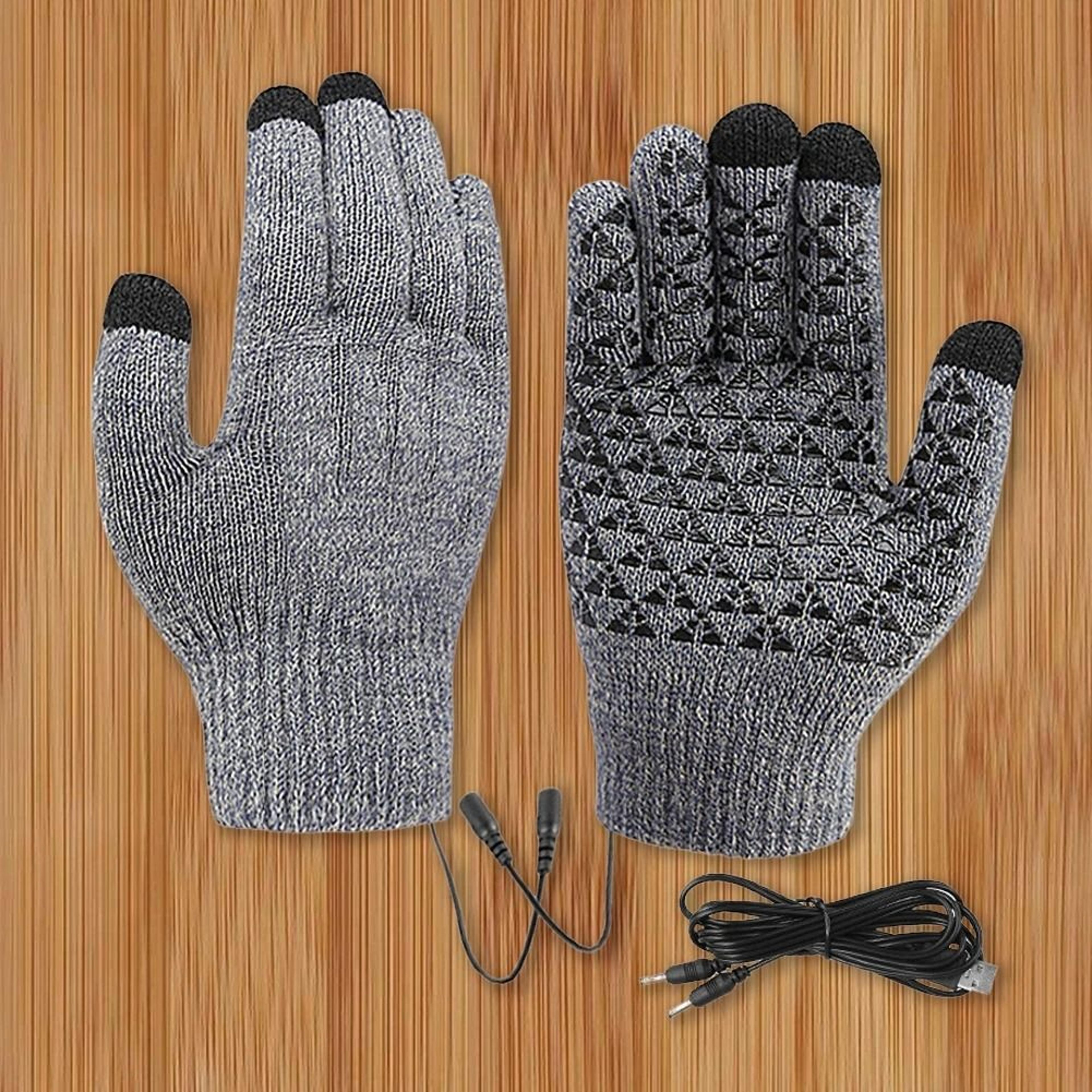 USB Electric Heated Full Finger Touch Screen Gloves Windproof Thermal Mitts 1