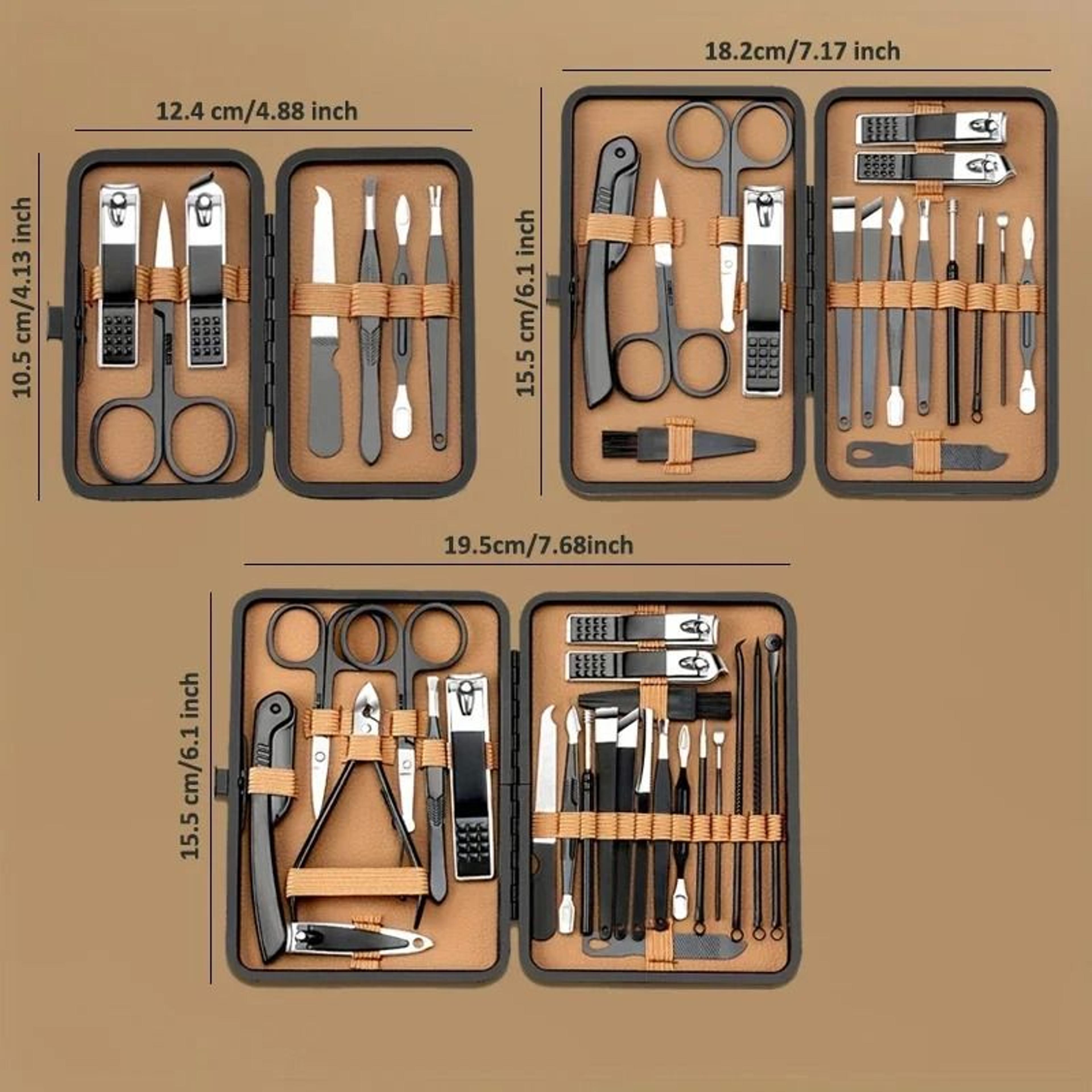 Professional Nail Care Tool Set With PU Leather Case Stainless Steel Clippers 2