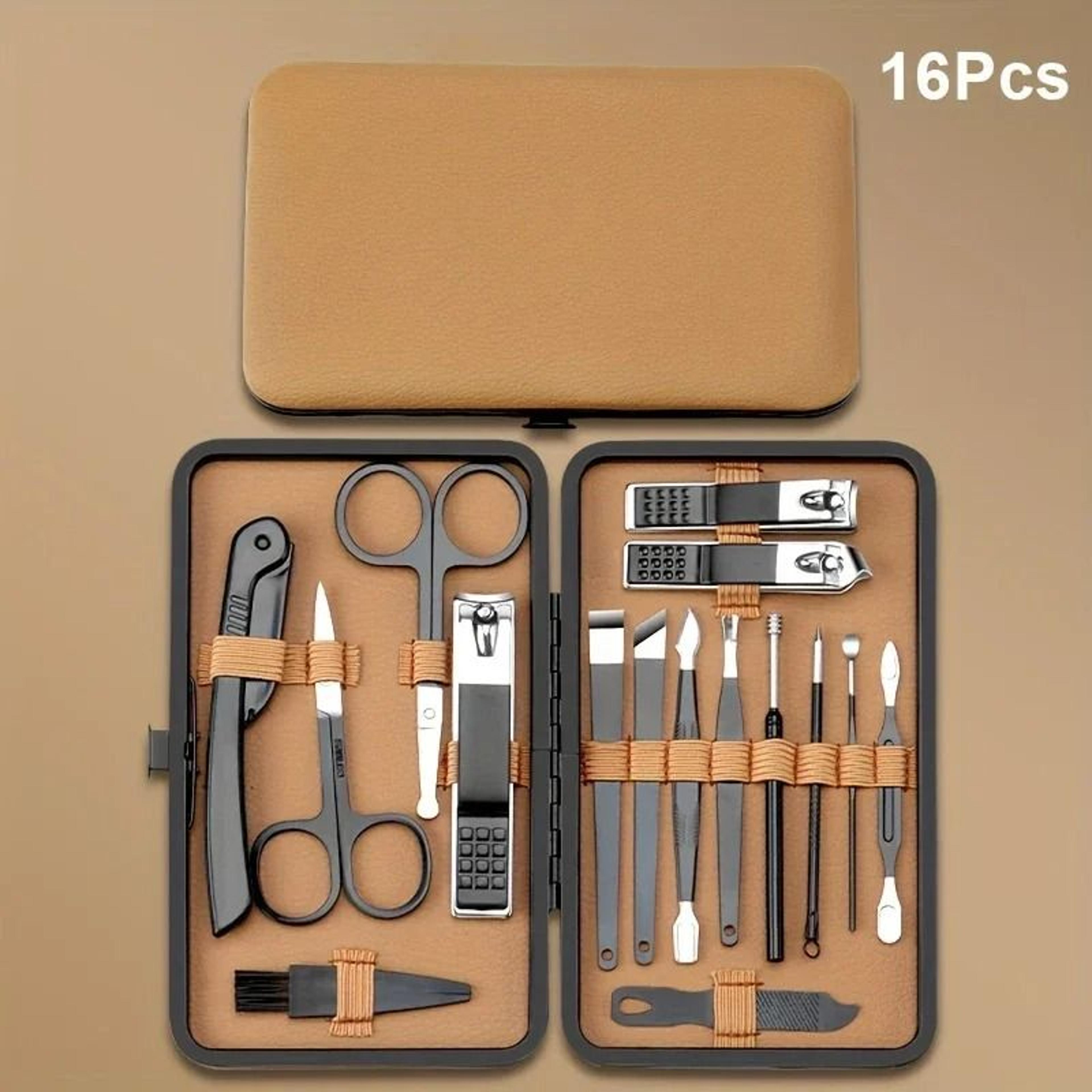 Professional Nail Care Tool Set With PU Leather Case Stainless Steel Clippers 8