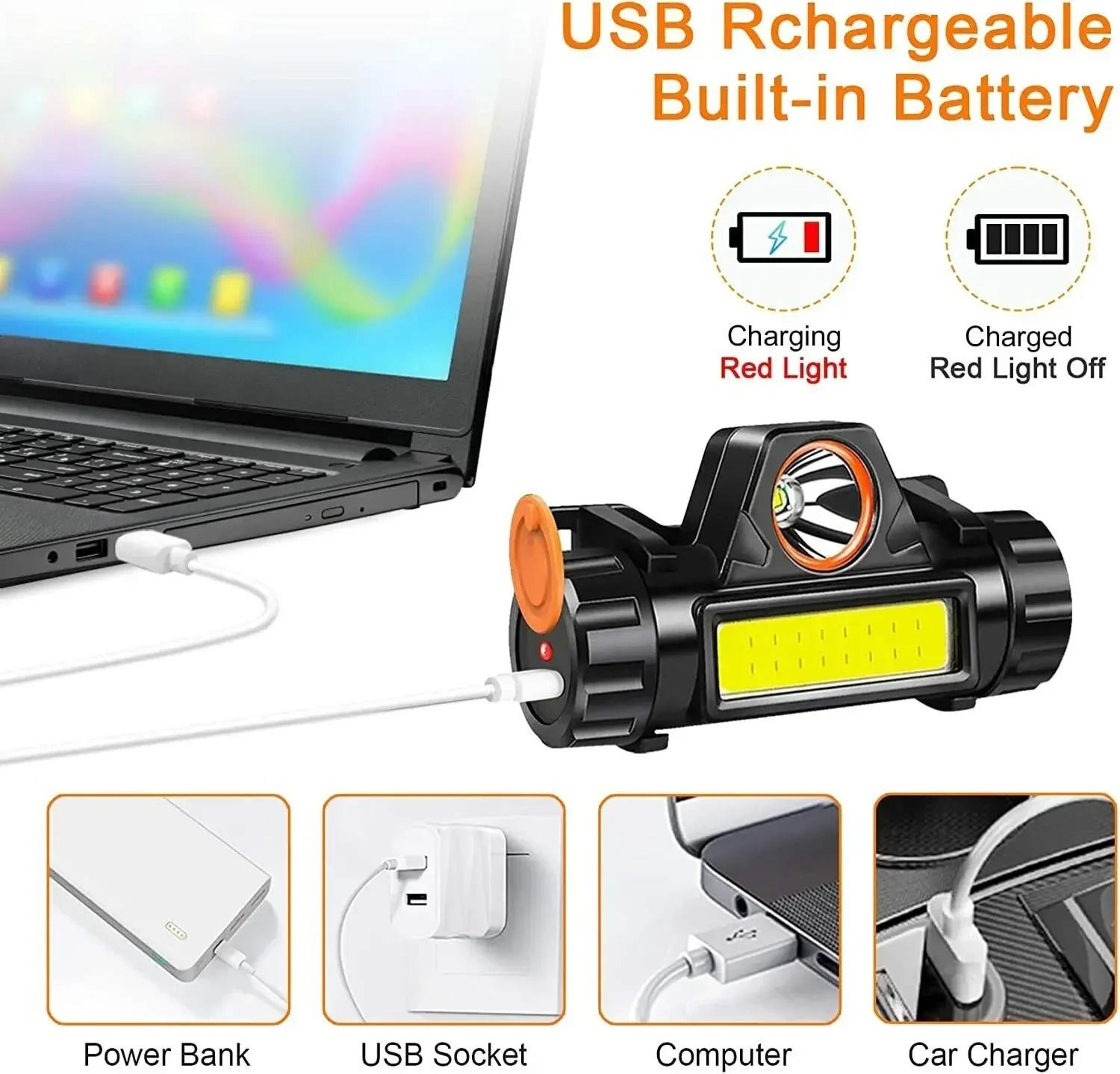 Rechargeable COB LED Headlamp With Magnetic Base And Adjustable Strap 5