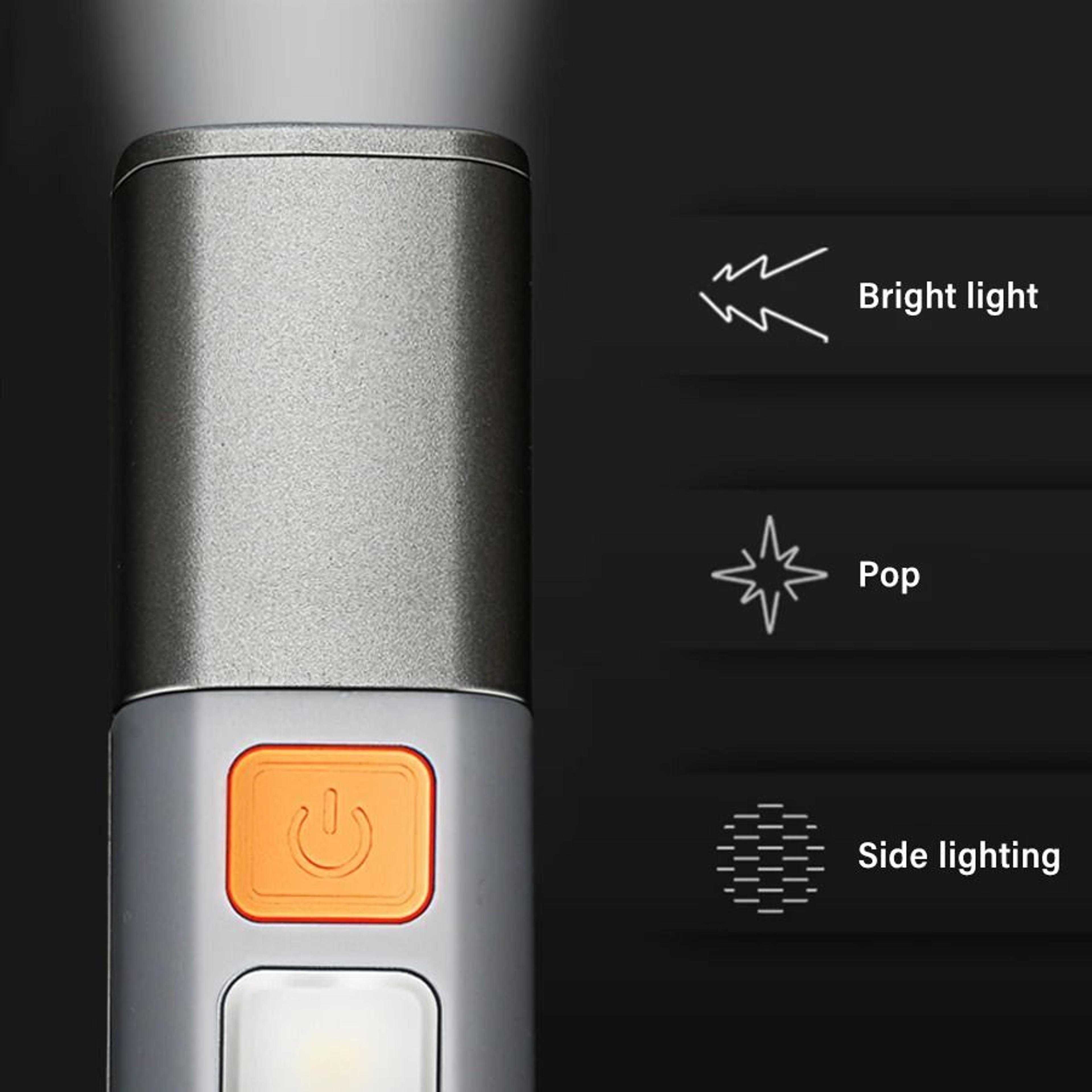 Rechargeable LED Flashlight With COB Side Light And Hanging Hook 3