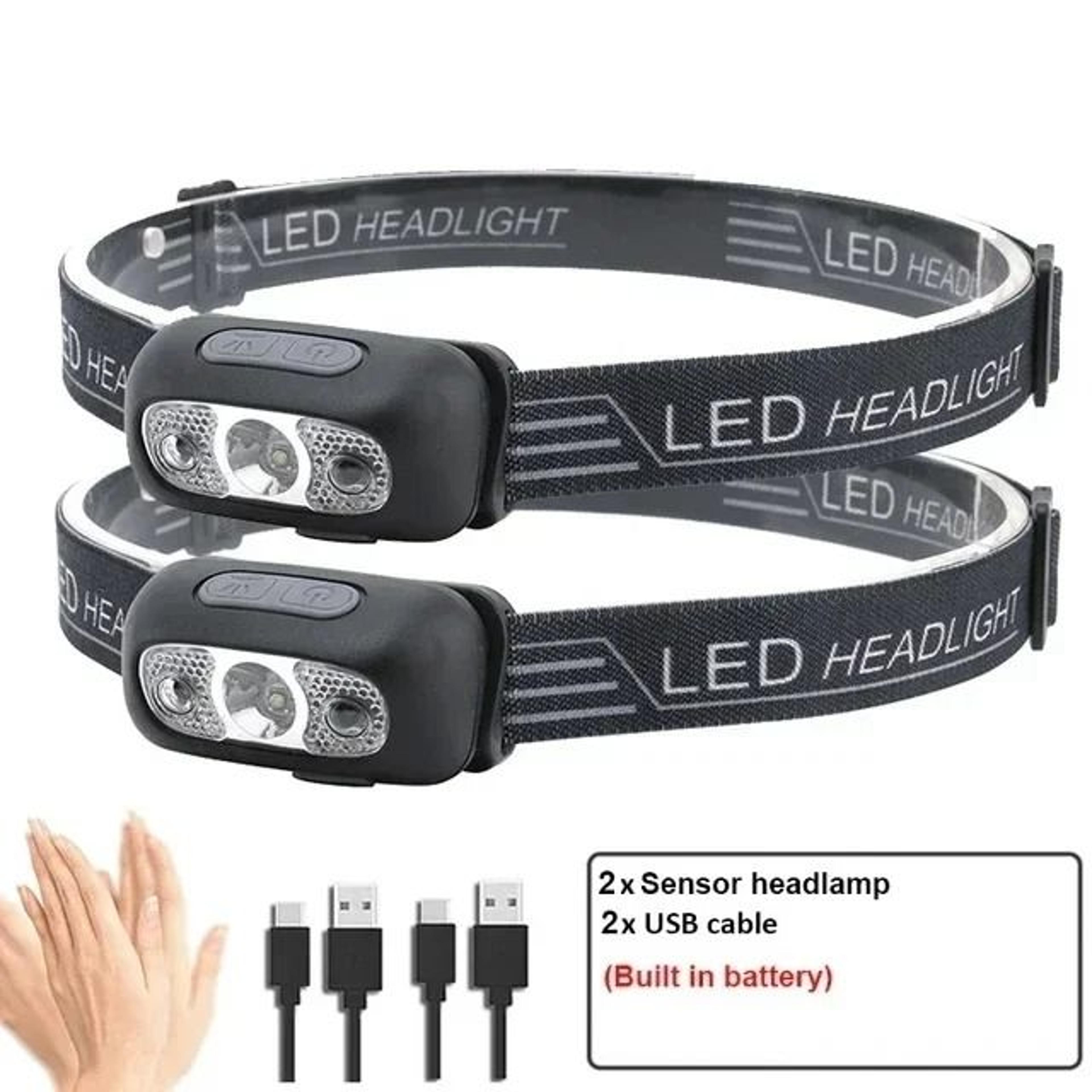 USB Rechargeable LED Headlamp With Motion Sensor For Running And Fishing 7