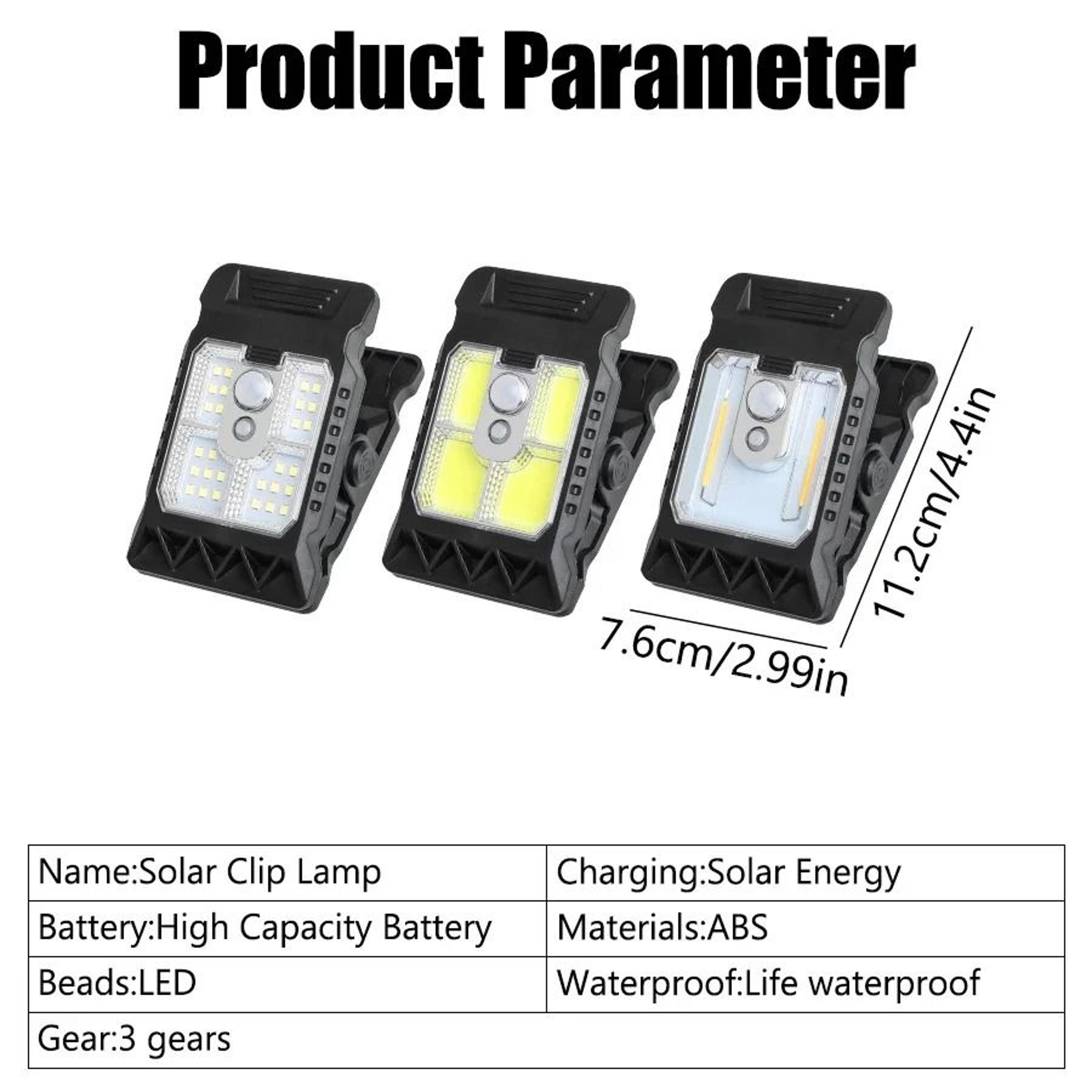 Outdoor Solar LED Clip Light With Motion Sensor For Garden And Camping 5