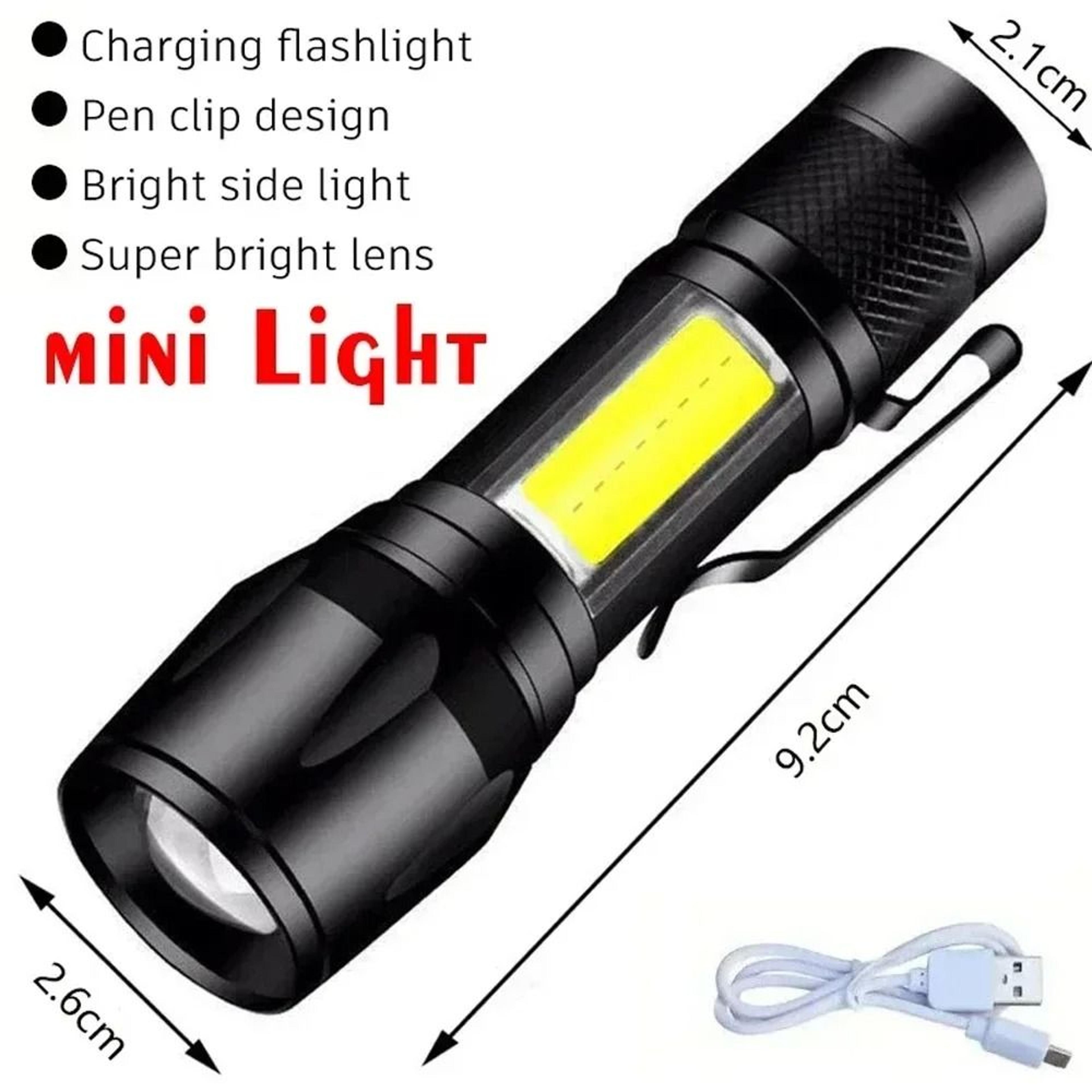 Mini Tactical LED Flashlight With COB Side Light USB Rechargeable 6