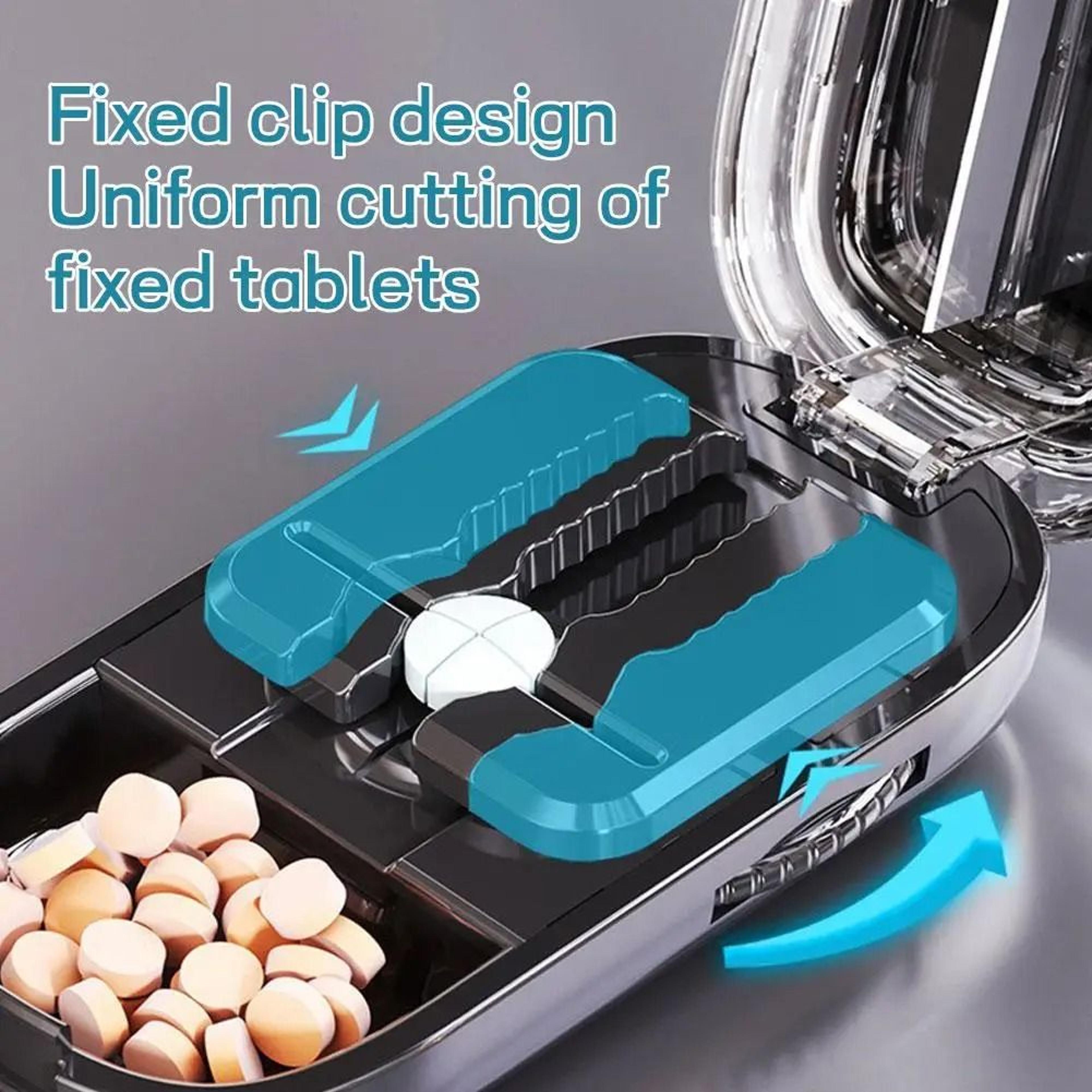 Adjustable Pill Cutter And Crusher With Storage Box For Medication Organization 0
