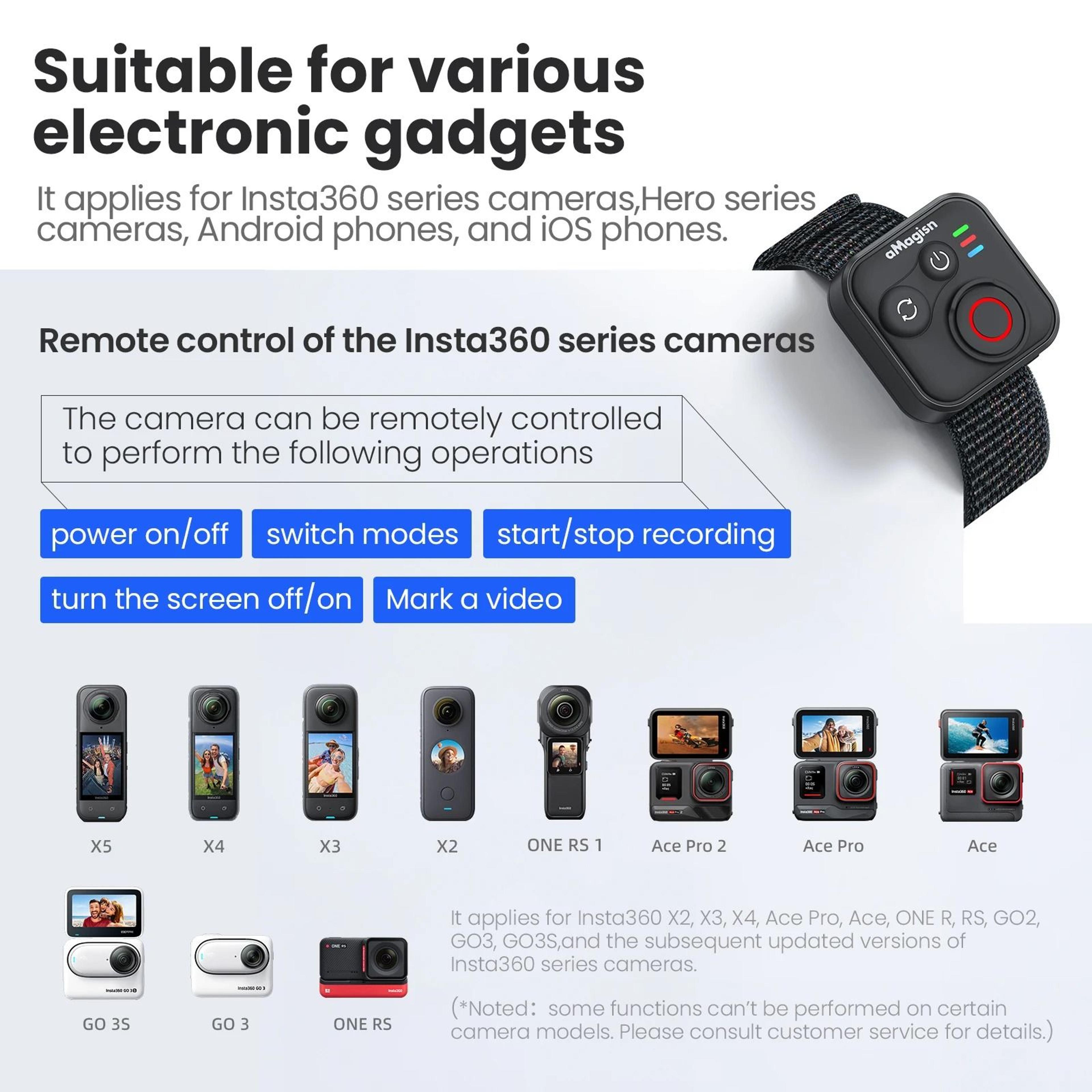 Bluetooth Action Camera Remote Control For Insta360 And GoPro Cameras 5