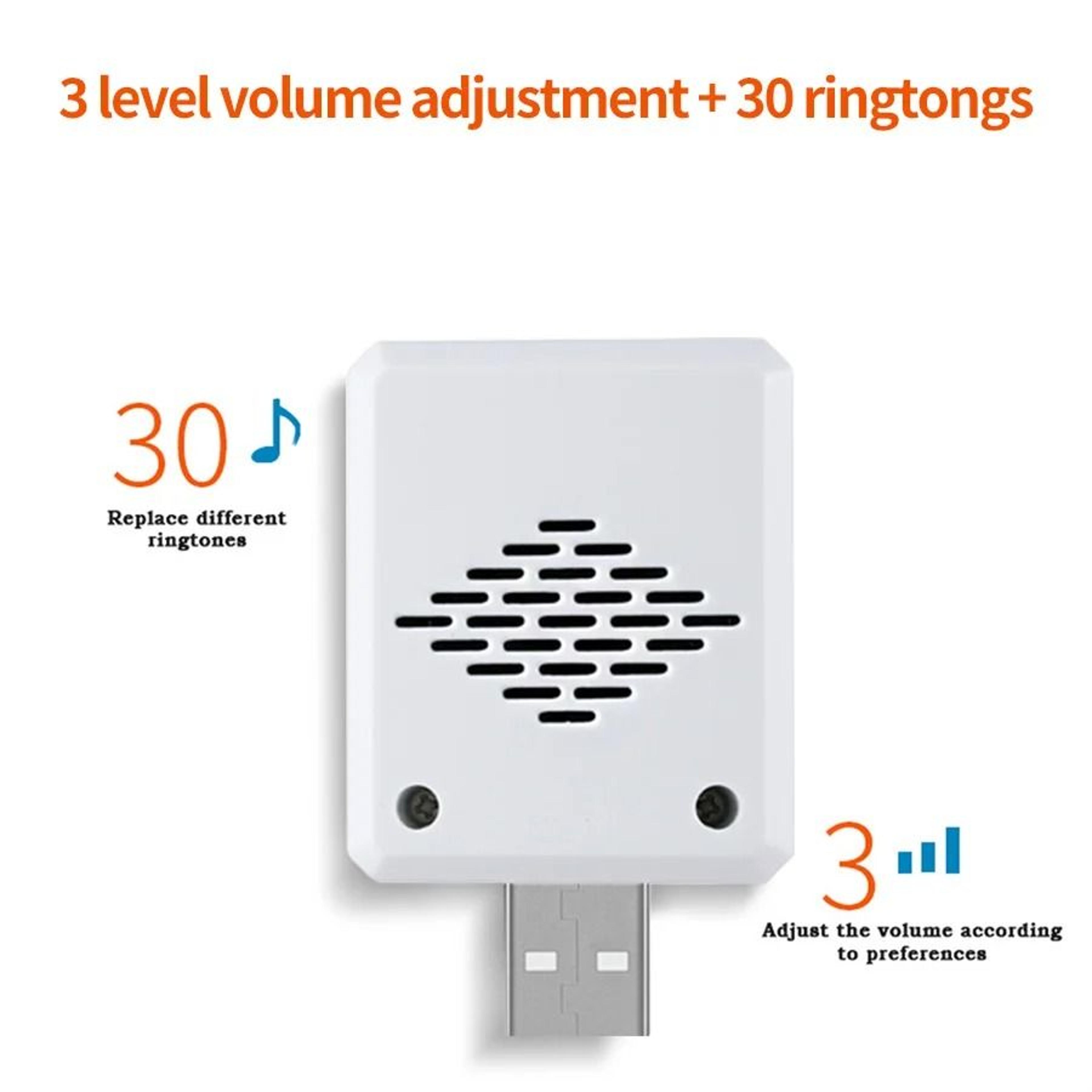 USB Wireless Doorbell With Remote Control And 30 Melody Options 3