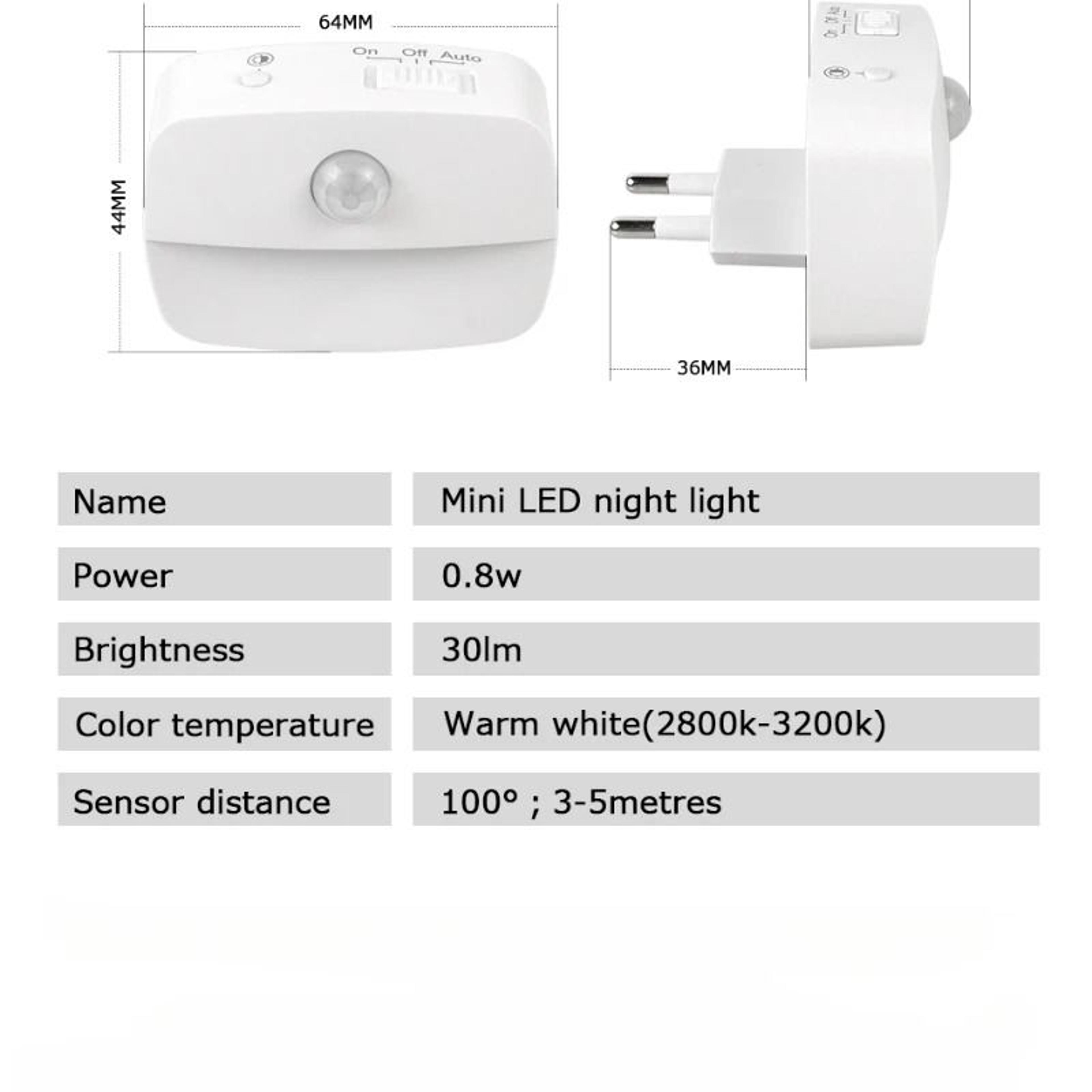 LED Night Light Mini PIR Motion Sensor Plug In Lamp For Bedroom And Hallway 2
