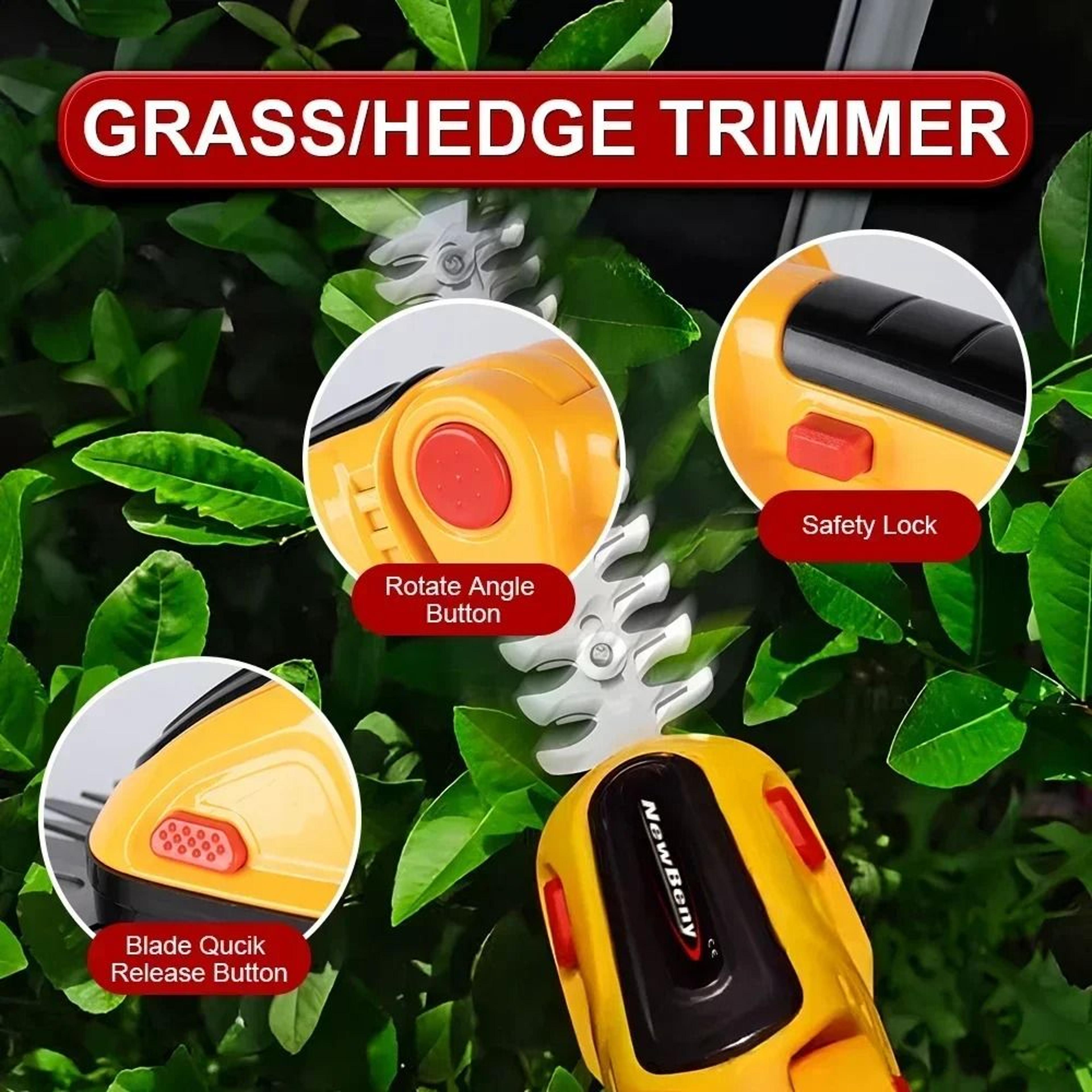 2 In 1 Cordless Electric Hedge Trimmer Rechargeable Handheld Garden Pruning Tool 3