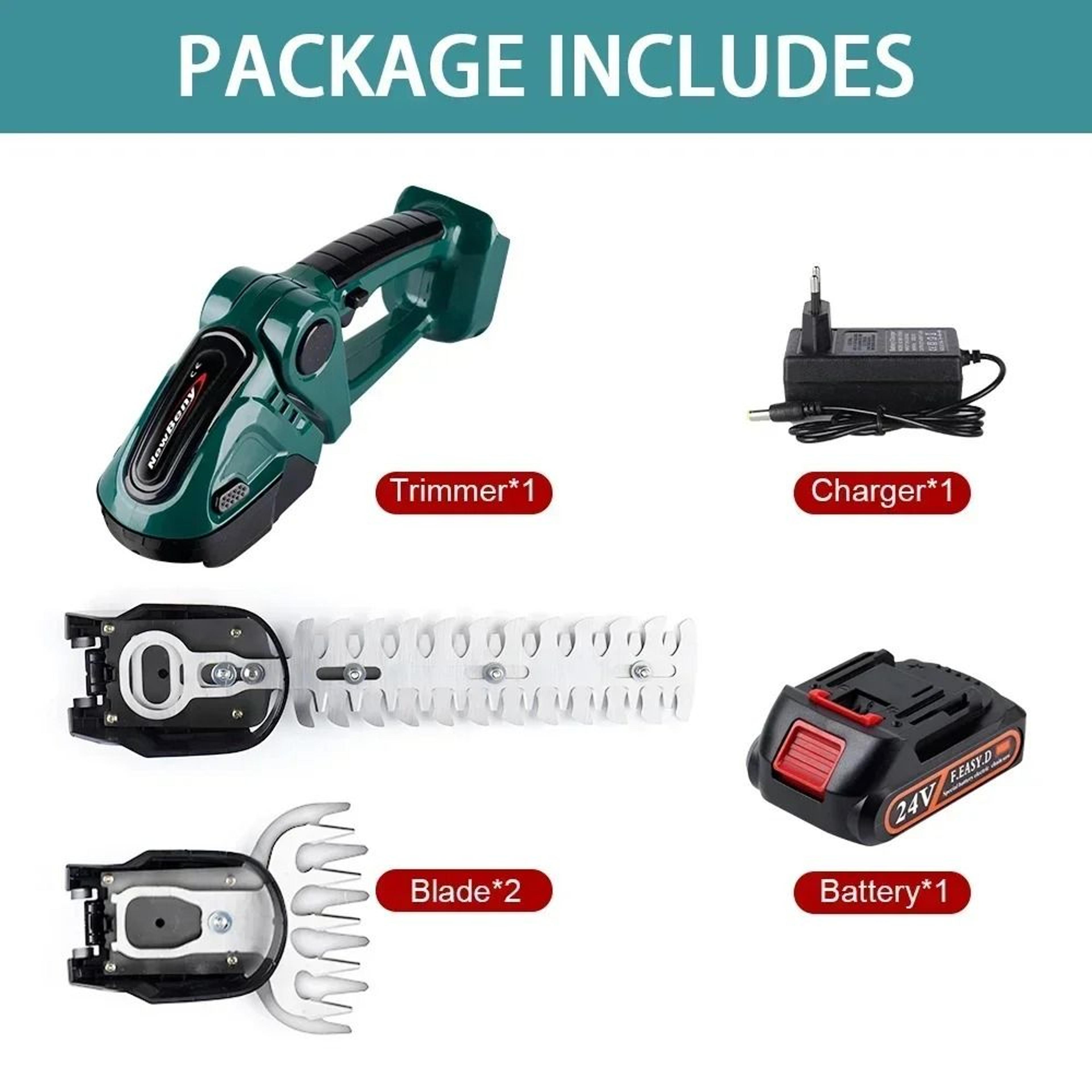 2 In 1 Cordless Electric Hedge Trimmer Rechargeable Handheld Garden Pruning Tool 10