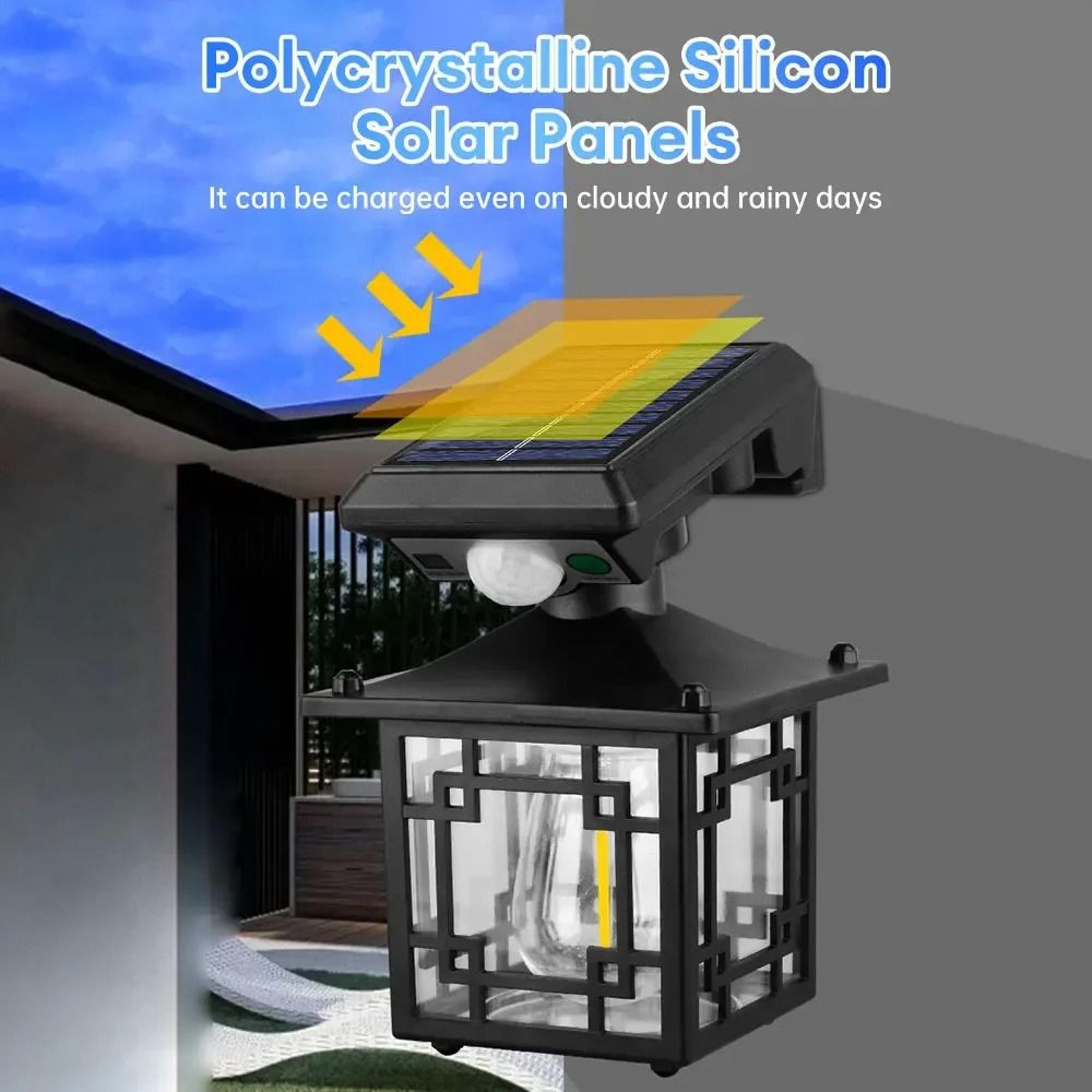 Retro Solar Motion Sensor Outdoor Wall Lamp Waterproof Garden Light 2