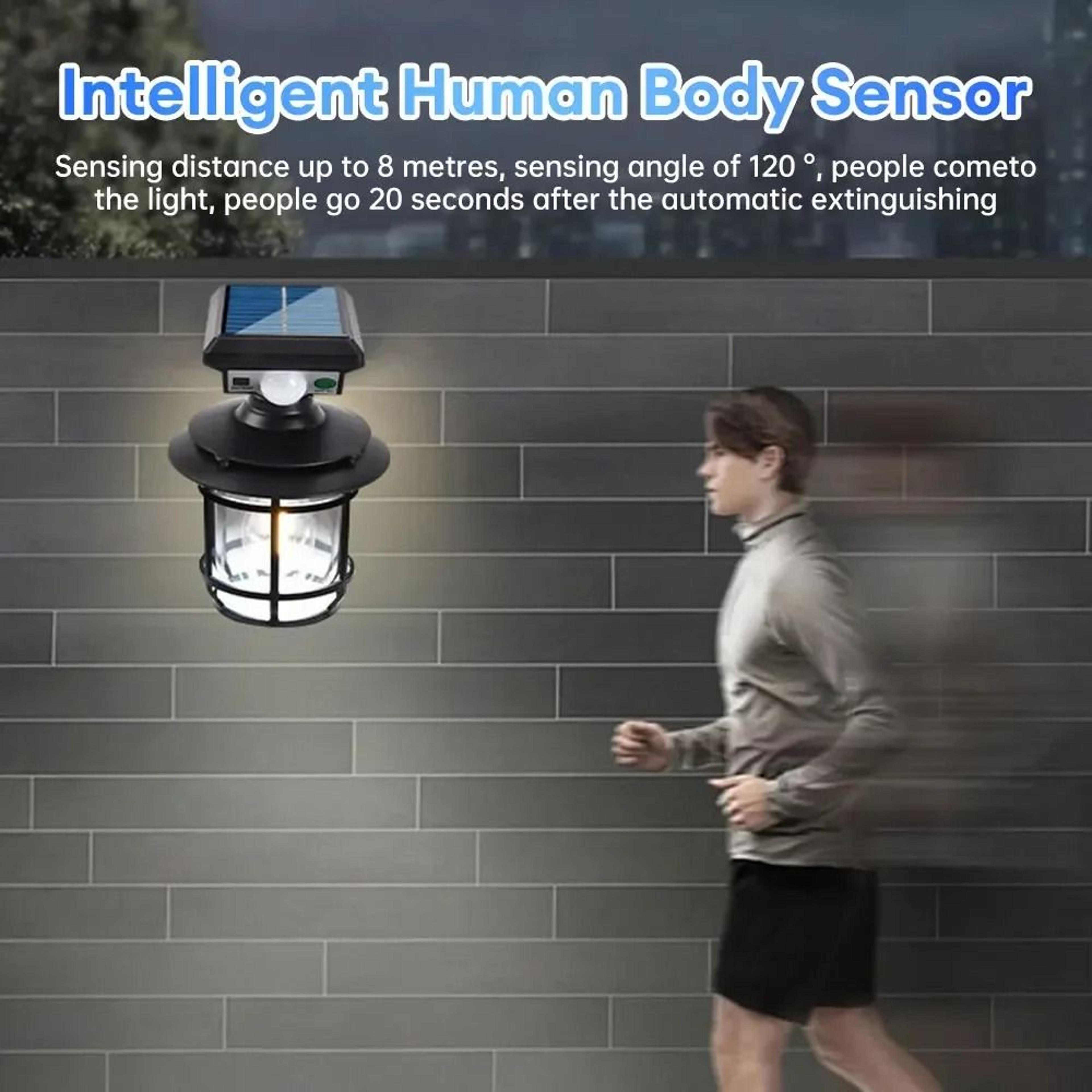 Retro Solar Motion Sensor Outdoor Wall Lamp Waterproof Garden Light 3